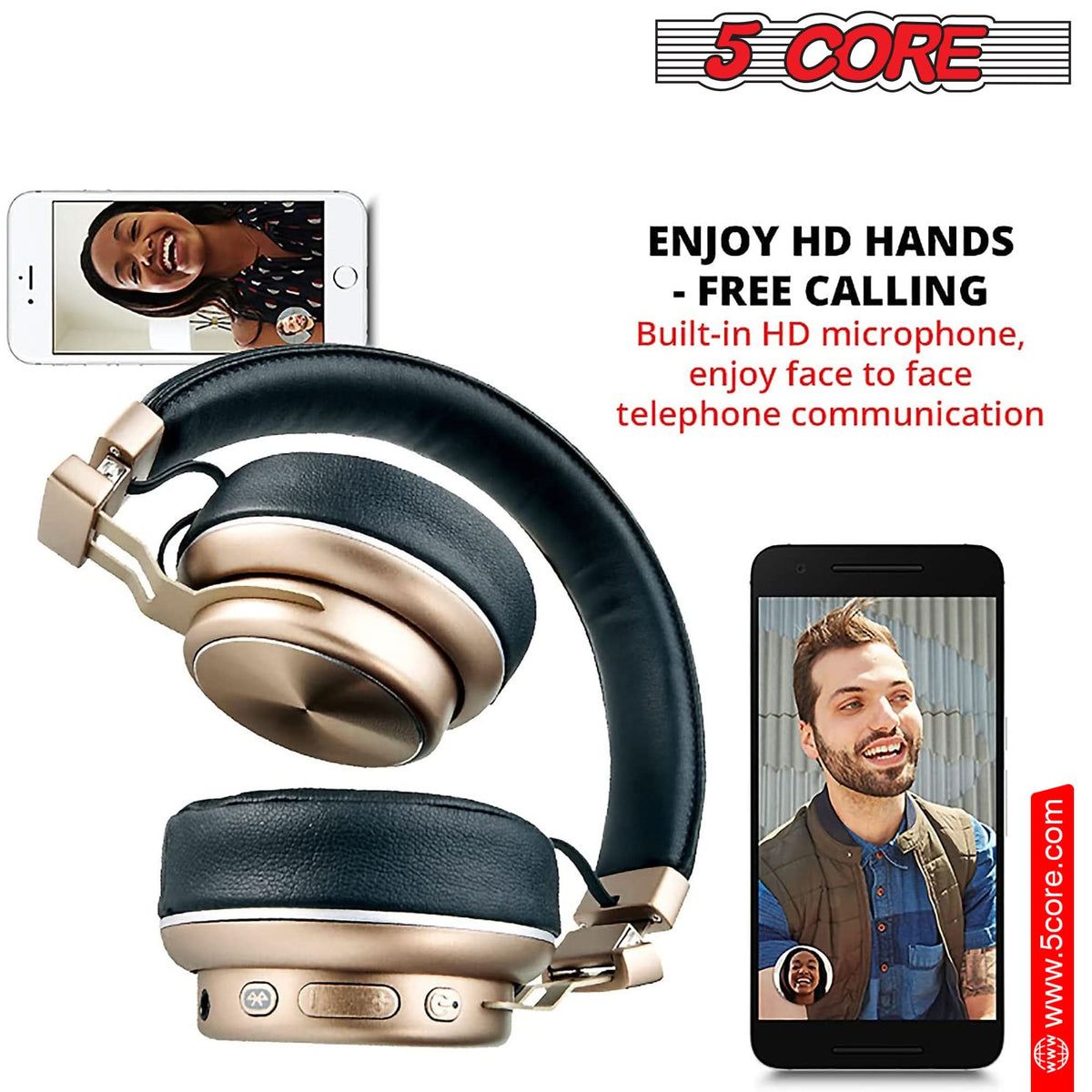 5 Core Headphone Bluetooth Di atas Telinga Noise Membatalkan Headset Stereo Headphone Dengan Cangkir Telinga empuk + Headband yang Dapat Disesuaikan - Headphone 13 G