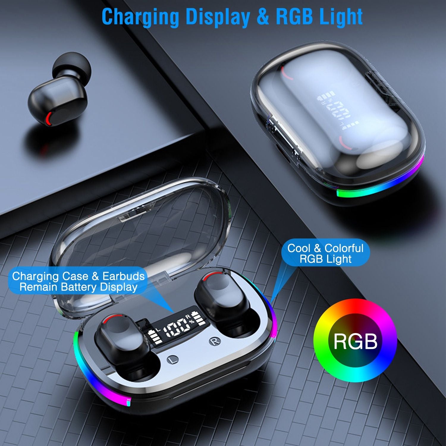 Wireless V5.3 TWS Earbuds In-Ear Stereo Headset Earphone Earpiece with Microphone Magnetic Charging Dock for Driving Working Traveling