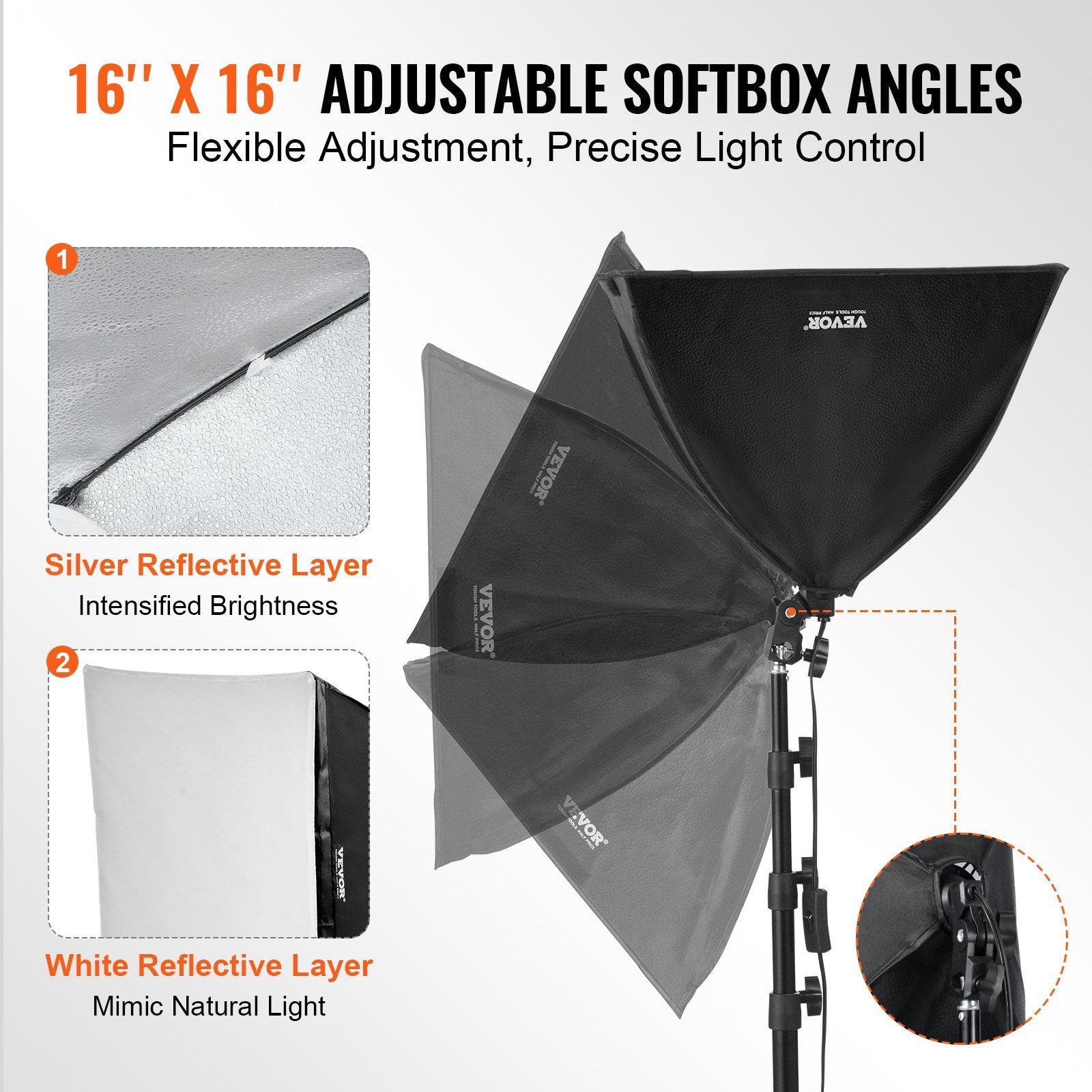 ערכת תאורה של Vevor Softbox 16 ב- x 16 ב 3000-6500K מתכווננת לצילום