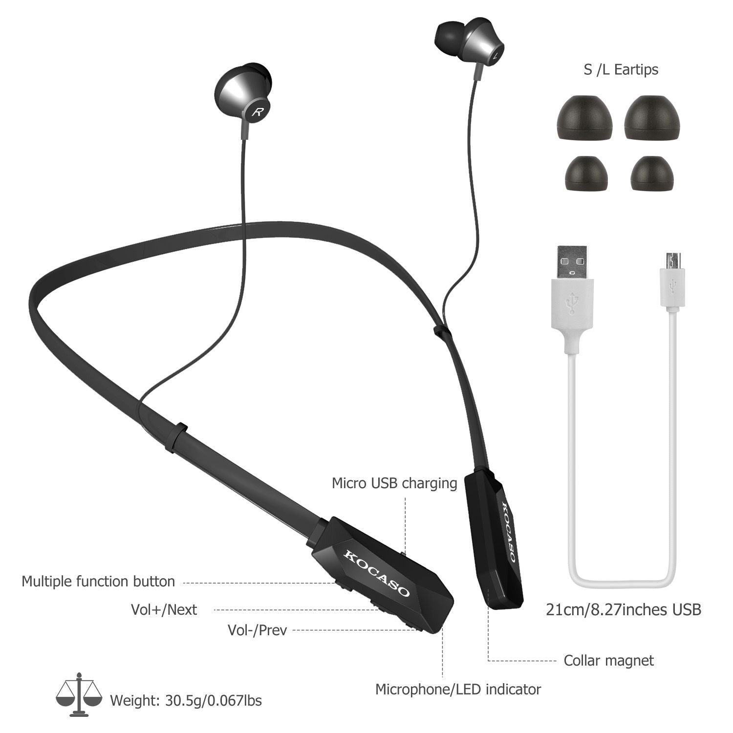 Wireless Neckband Headphone v4.2 Sweat-Proof Sport Headsets Earbuds In-Ear Magnetic Neckbands Stereo Earphone