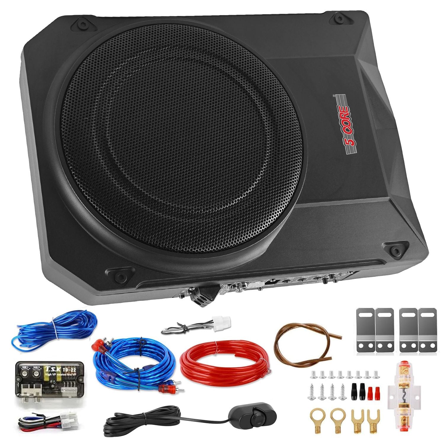 5 Kärna 10 tum Slim Under Seat Car Audio Subwoofer 800W Active Powered Under -Seat Byggt i förstärkare Truck Sub Woofer i Enclosure Box + Wiring Kit & Remote Control - BTUBE UNDR ST 150