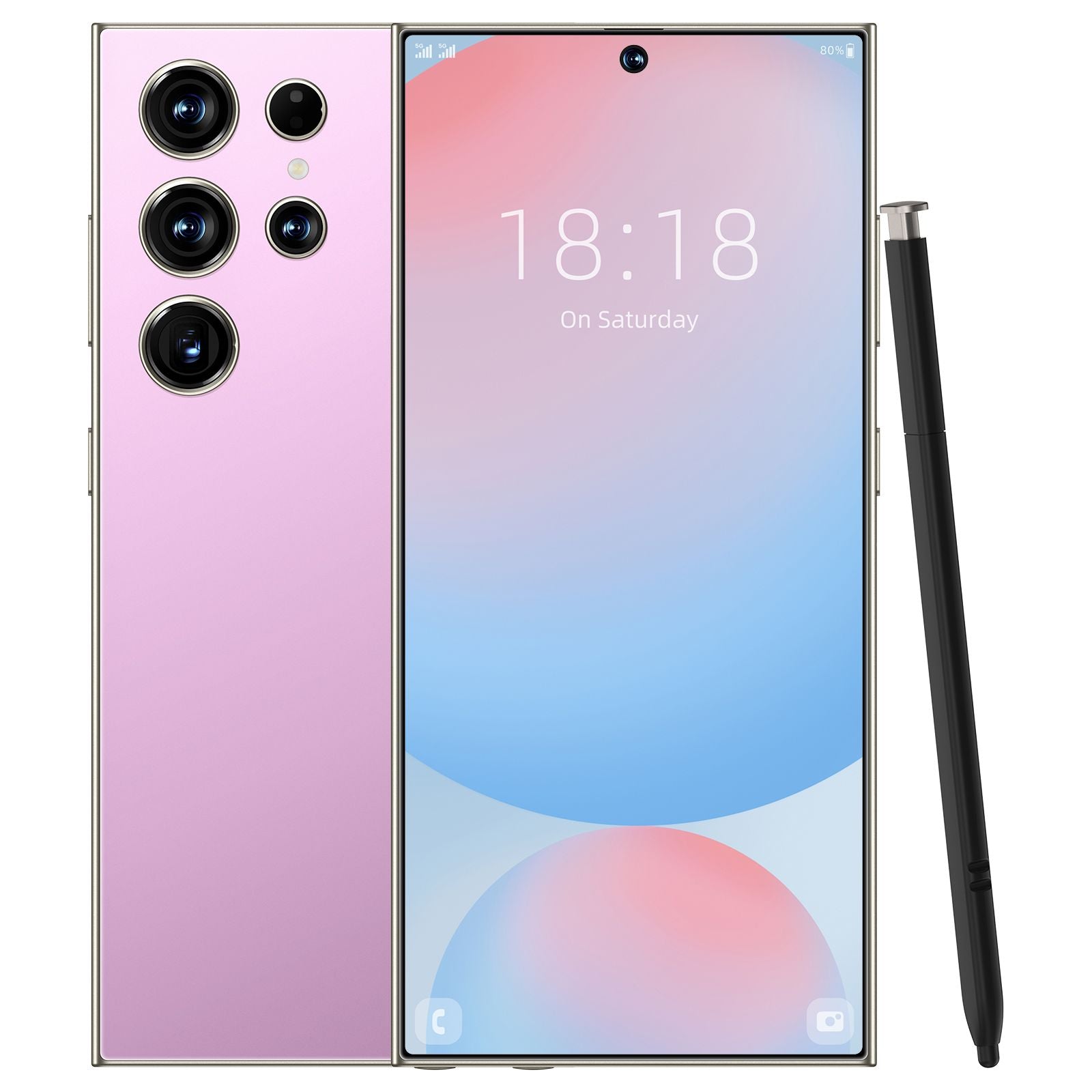 8GB+256GB I24 Ultra Android 13 Smartphone - 6.8 "taispeáint HD, ceallraí 6000mAh, peann stylus tógtha isteach, fón póca neamhghlasáilte le haghaidh úsáide domhanda (bándearg)