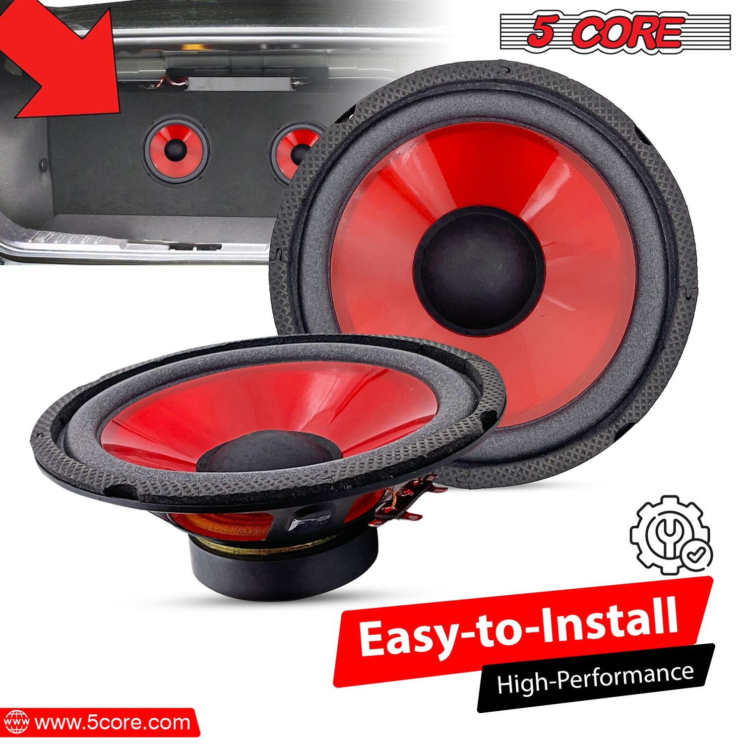 5 Core 6 Inch Subwoofer høyttalerstatning Woofer 4 Ohm 300W Peak Pro Audio Component Car Sub Woofer - WF 672 pp