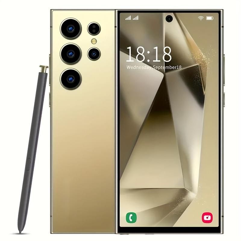 8GB+256GB I24 Ultra Android 13 Smartphone - 6.8 "Taispeántas HD, ceallraí 6000mAh, Tógtha i Stylus Pen, Fón Cill Unlocked le haghaidh Úsáid Dhomhanda (Óir)