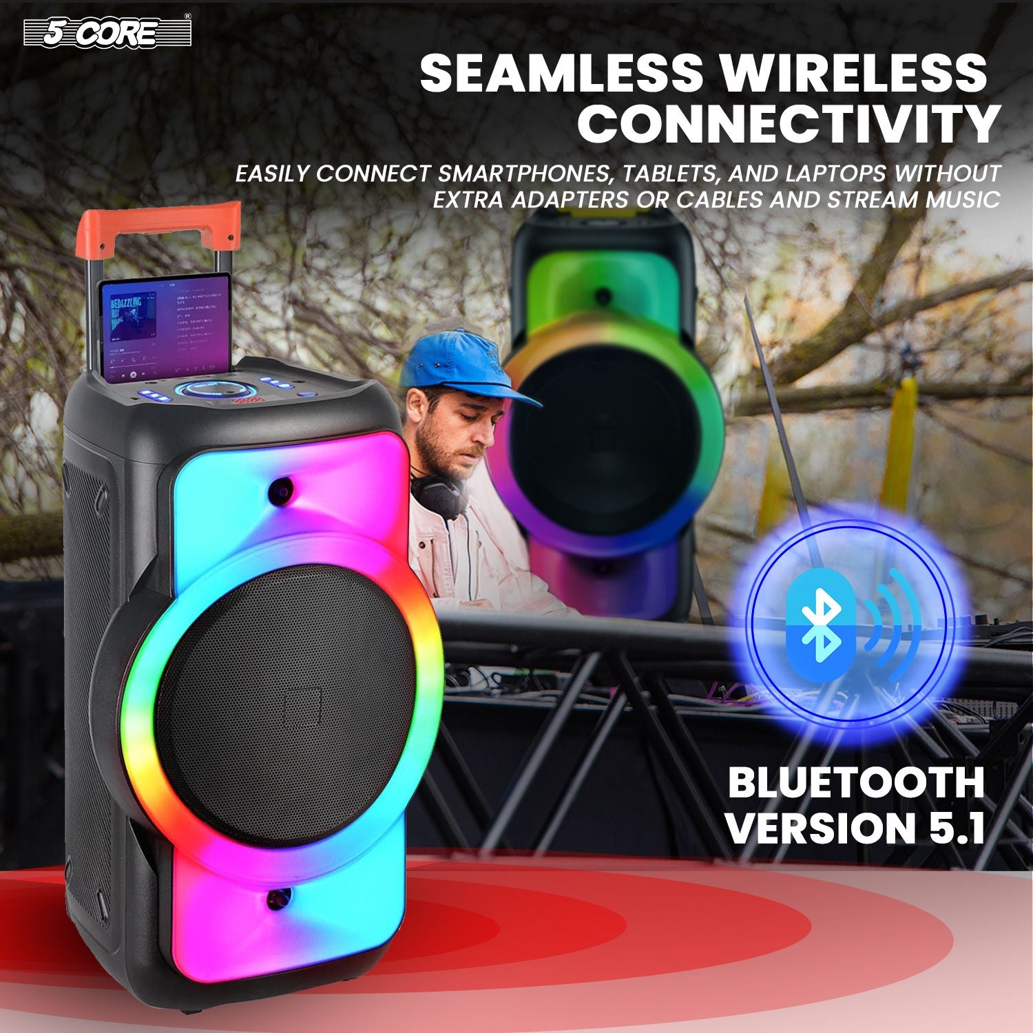 5 Core 12 -дюймовый Bluetooth DJ Speaker Boom Box Party Dinger