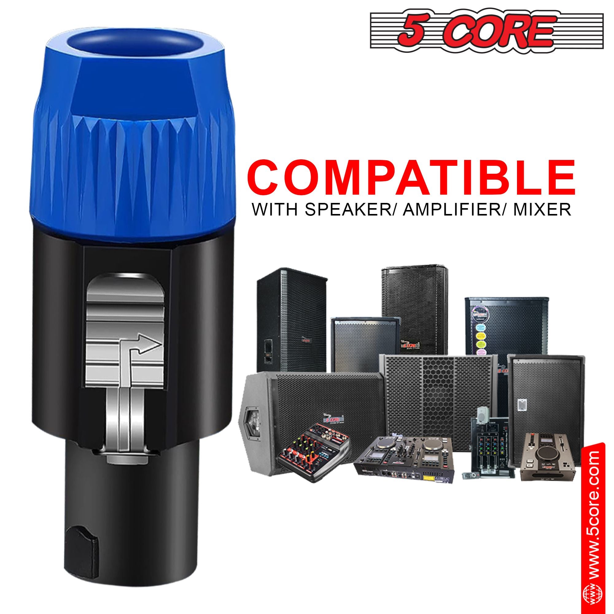 5 Core Speakon to 1/4 inch Adapter/Upgraded 1/4" Female to Male Connectors/ 4 Pole Locking Speakon Cable Mount Connector/Speak-On Connectors Speaker/Amplifier/Mixer