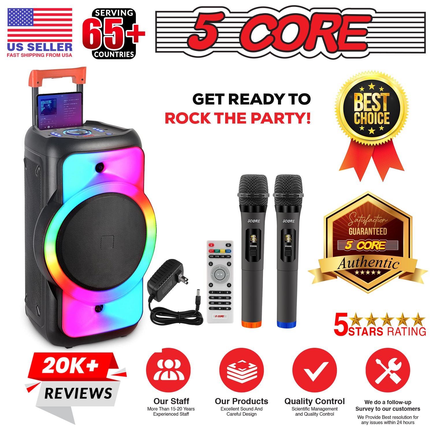 5 Core 12 -дюймовый Bluetooth DJ Speaker Boom Box Party Dinger