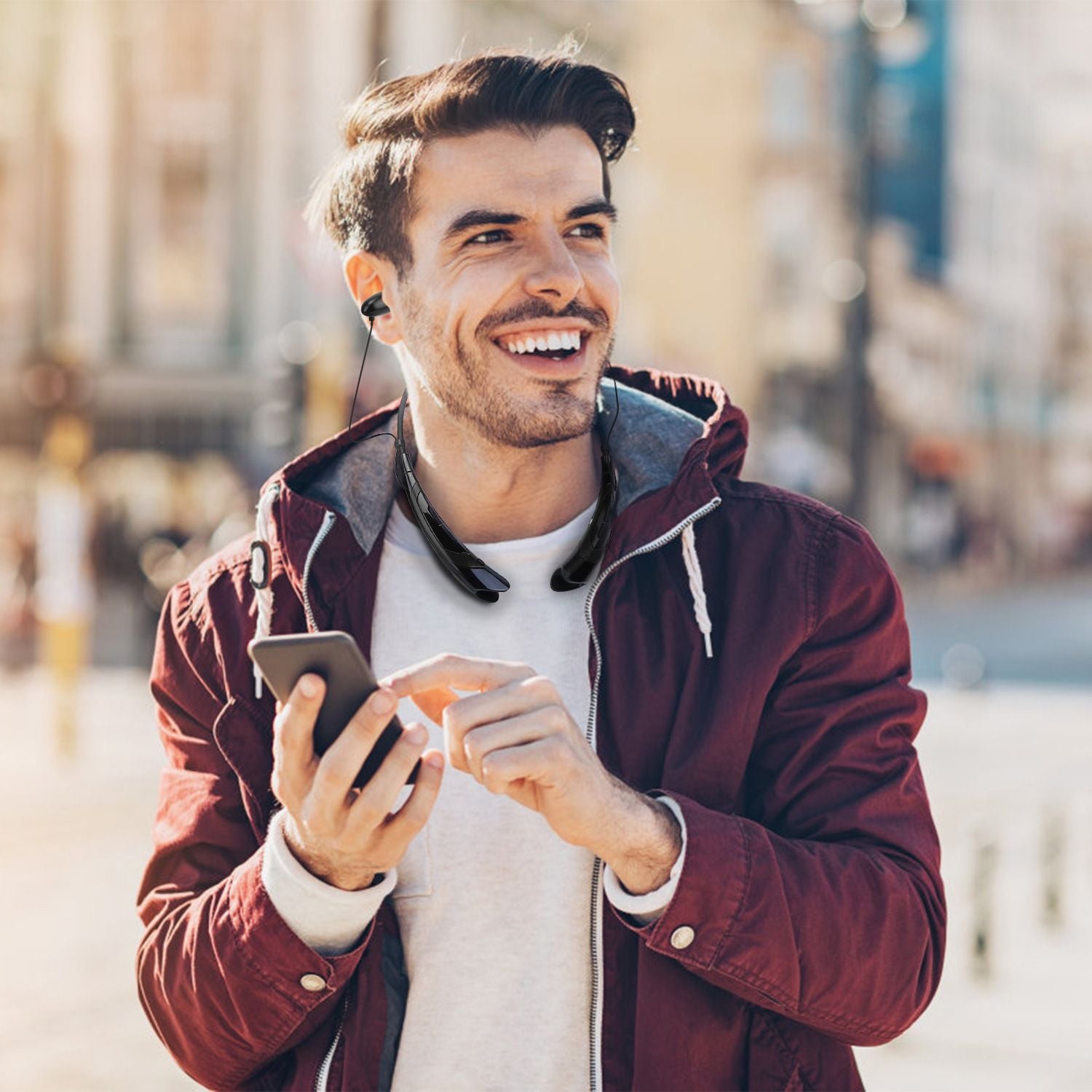 Fones de ouvido de banda de pescoço sem fio v5.0 fones de ouvido esportivos à prova de sudor