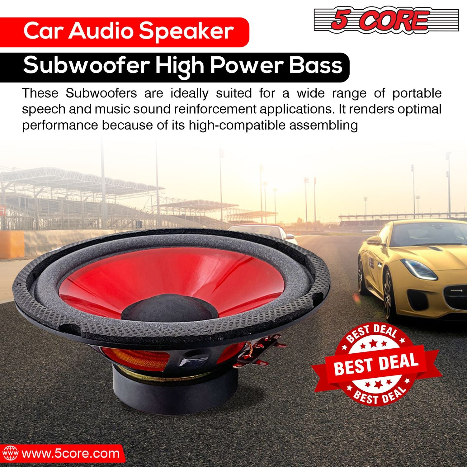 5 Core 6 tum subwoofer högtalare ersättare woofer 4 ohm 300W Peak Pro Audio Component Car Sub Woofer - WF 672 pp