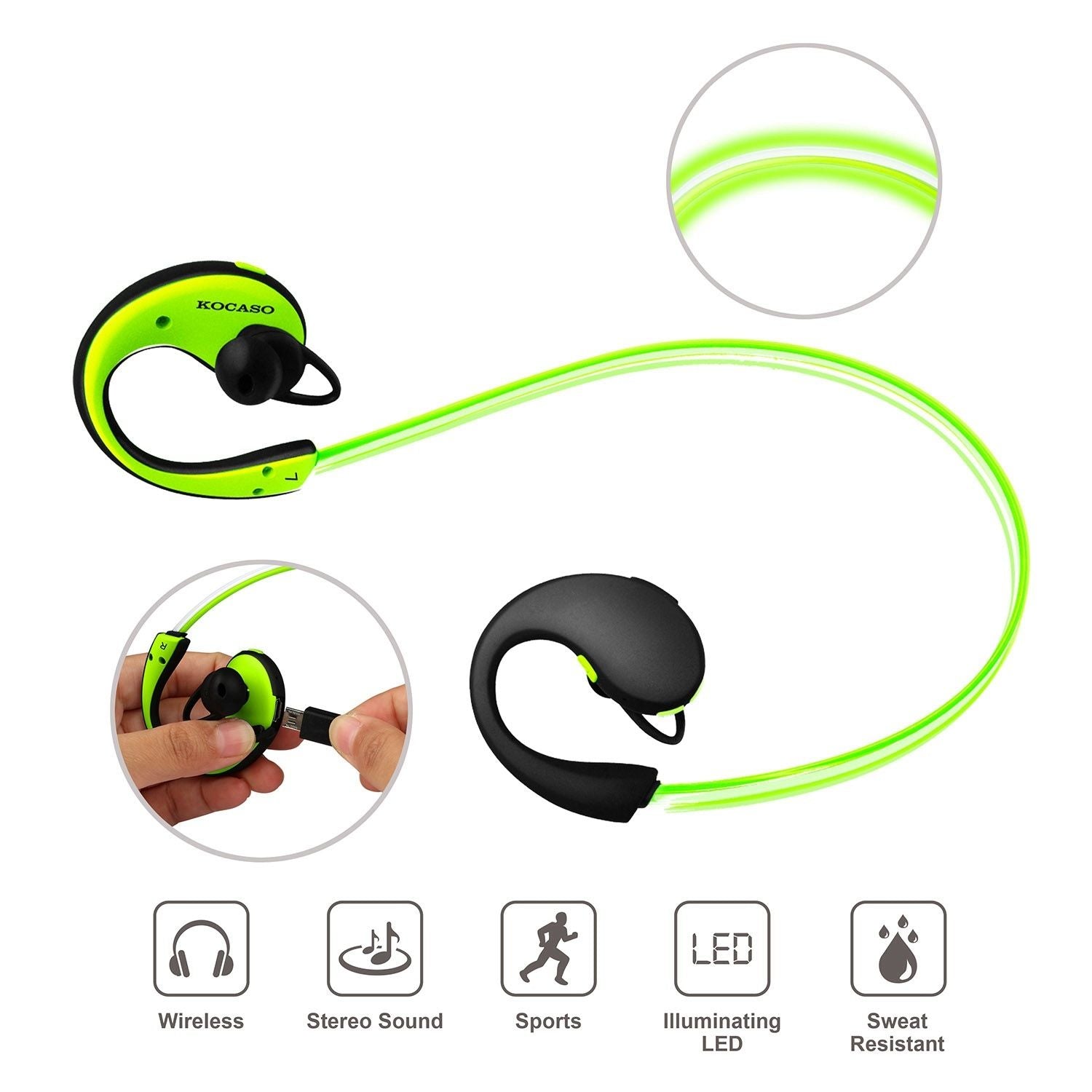 Wireless Sports Headsets Wireless V4.1 Neckband Earphones HD Stereo Sweat-proof Headphones Earbuds