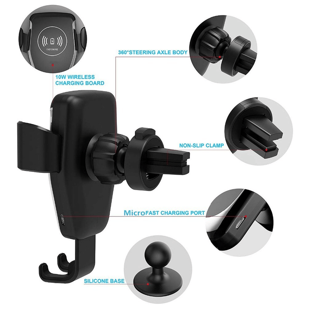 10W Wireless Fast Car Charger Mount Holder Stand Awtomatikong Clamping Charging