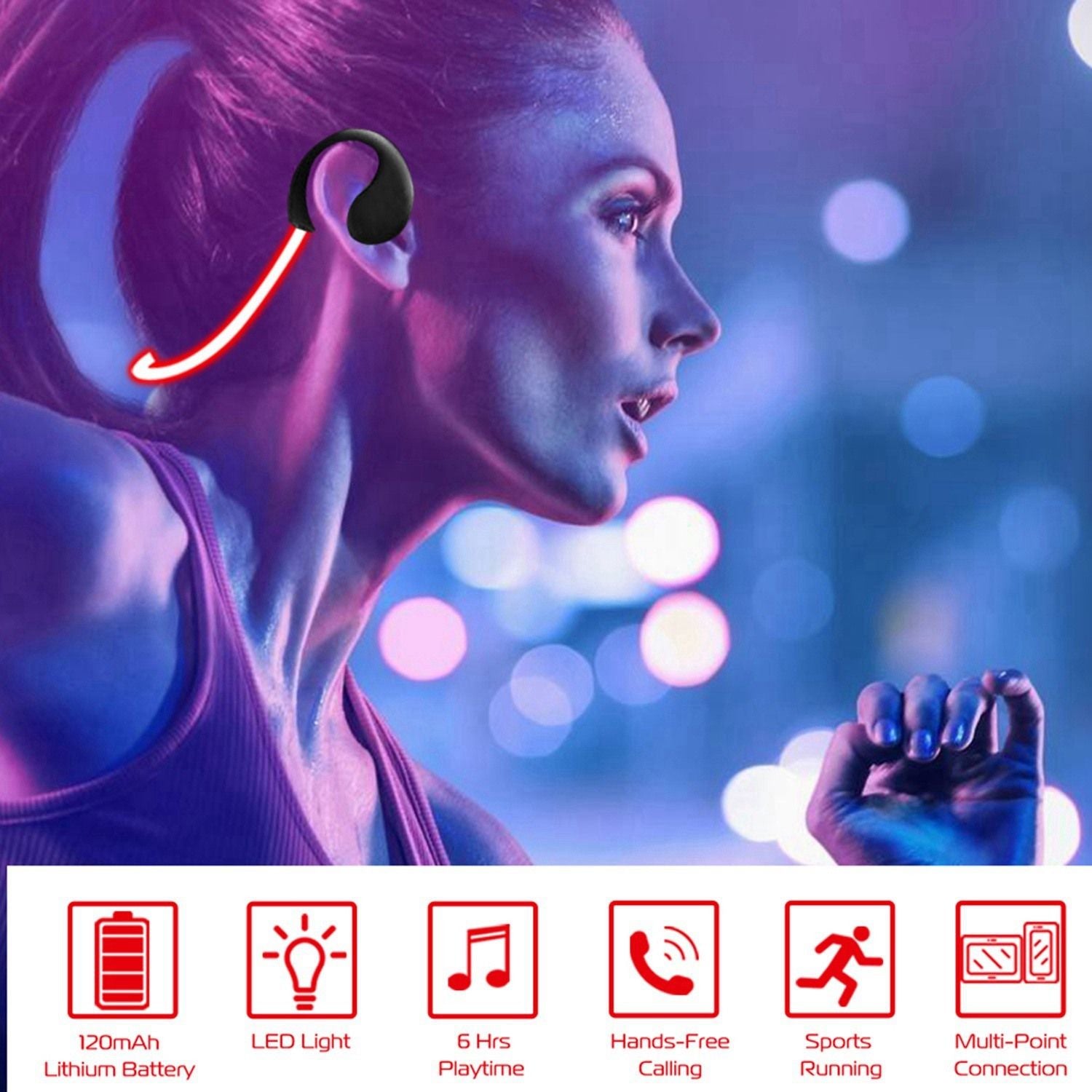 Auriculares deportivos inalámbricos auriculares Wireless V4.1 Auriculares de banda para el cuello HD Auriculares a prueba de sudor a prueba de sudor