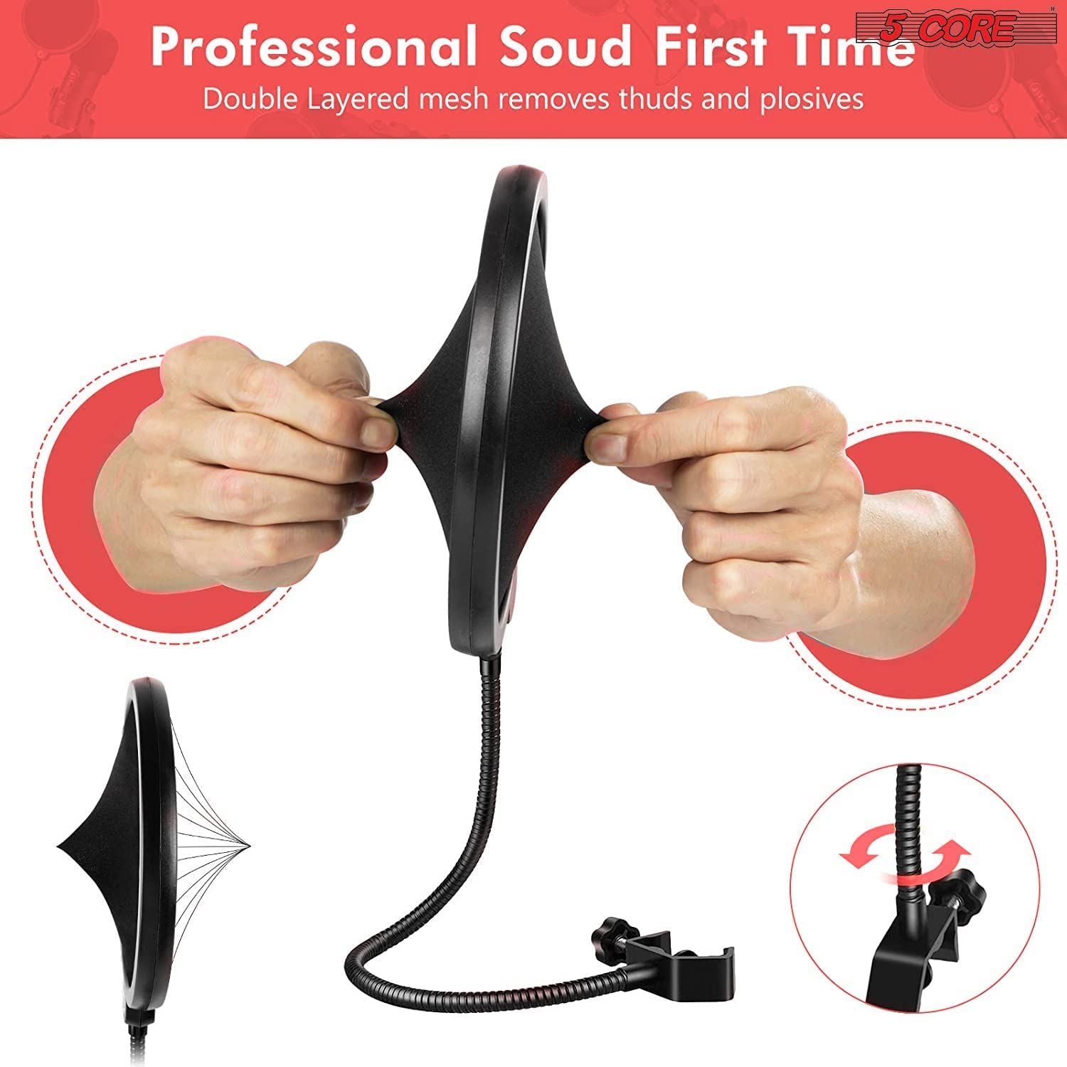 5 Croí -Micreafón Lámh Seastán Uasghrádaithe Fionraí Inchoigeartaithe Borradh Scissor Sealbhóir Mic Scissor le Scagaire Pop 3/8 "go 5/8" Adapter Mic gearrthóg Mic Turraing Munt Munt Cábla Ceangail Lámh 21