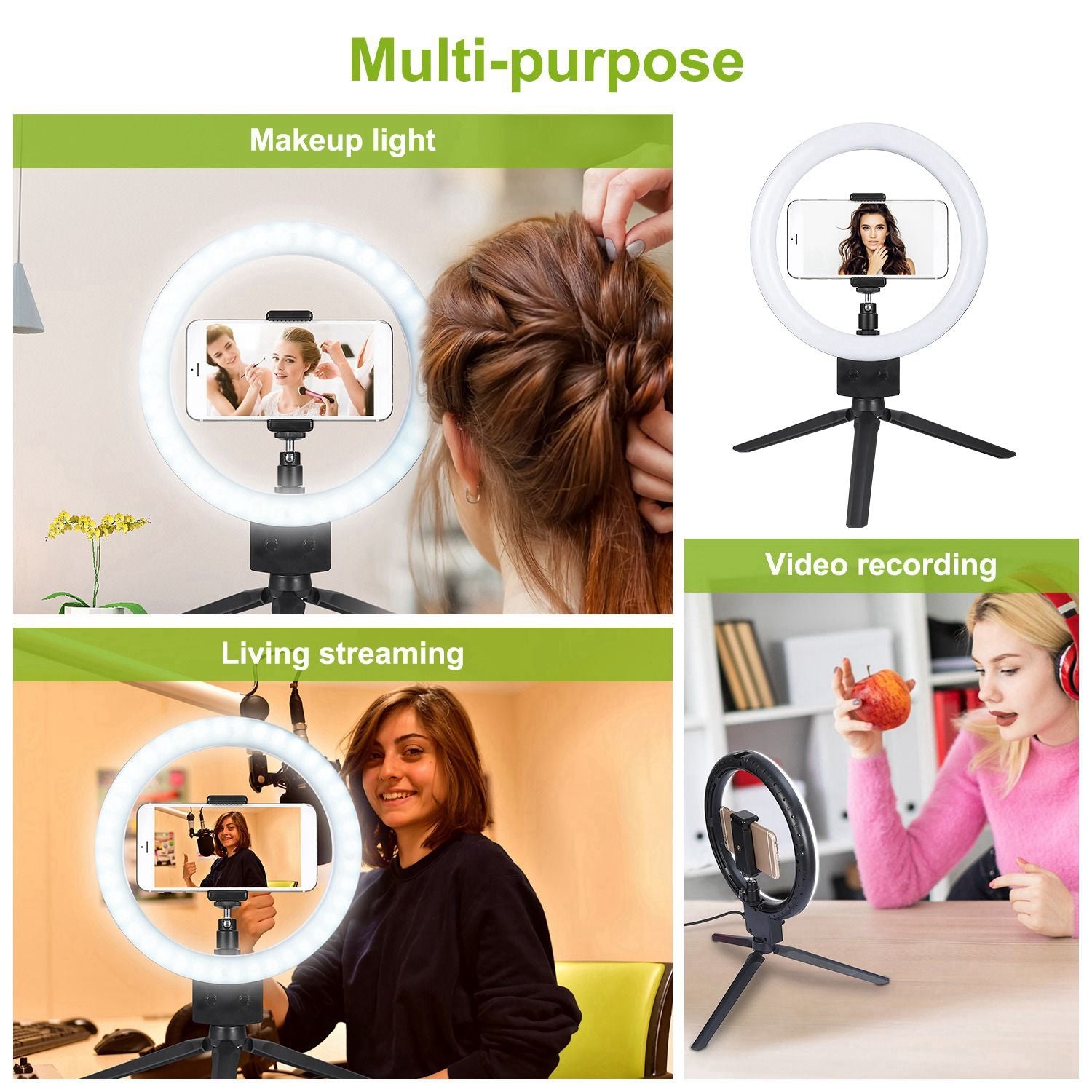 9 "Lampu cincin LED yang dapat dimmable dengan Telepon Tripod Selfie Camera Studio Foto Video Lampu Makeup