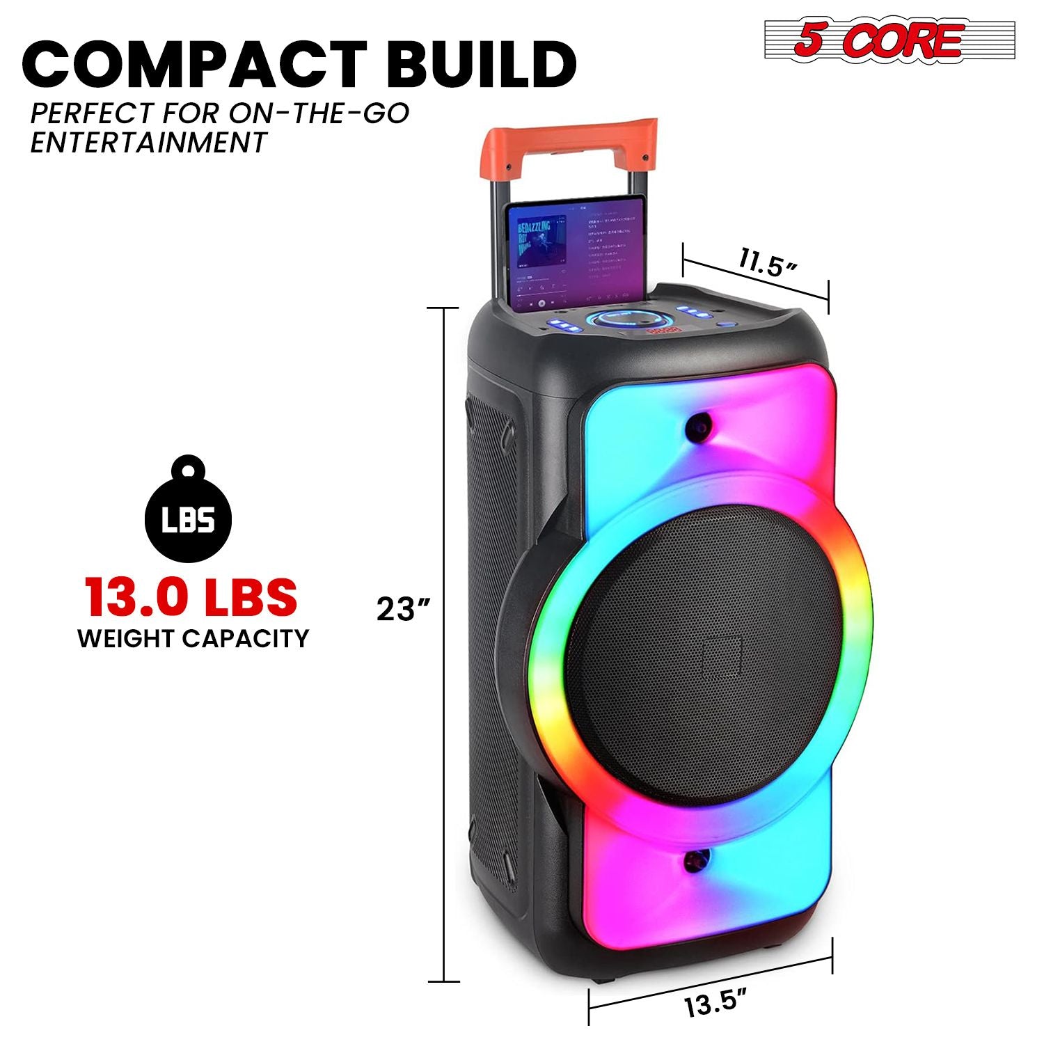 5 Core 12 -дюймовый Bluetooth DJ Speaker Boom Box Party Dinger