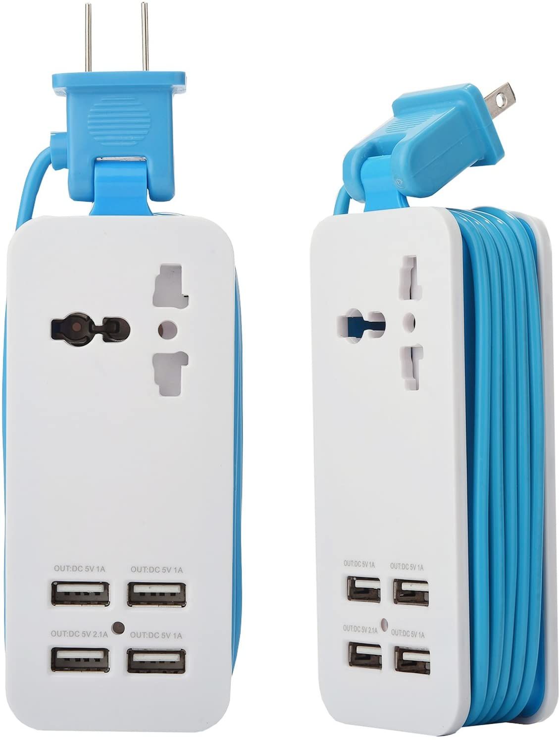 4 Port USB og Universal Outlet Ladestasjon