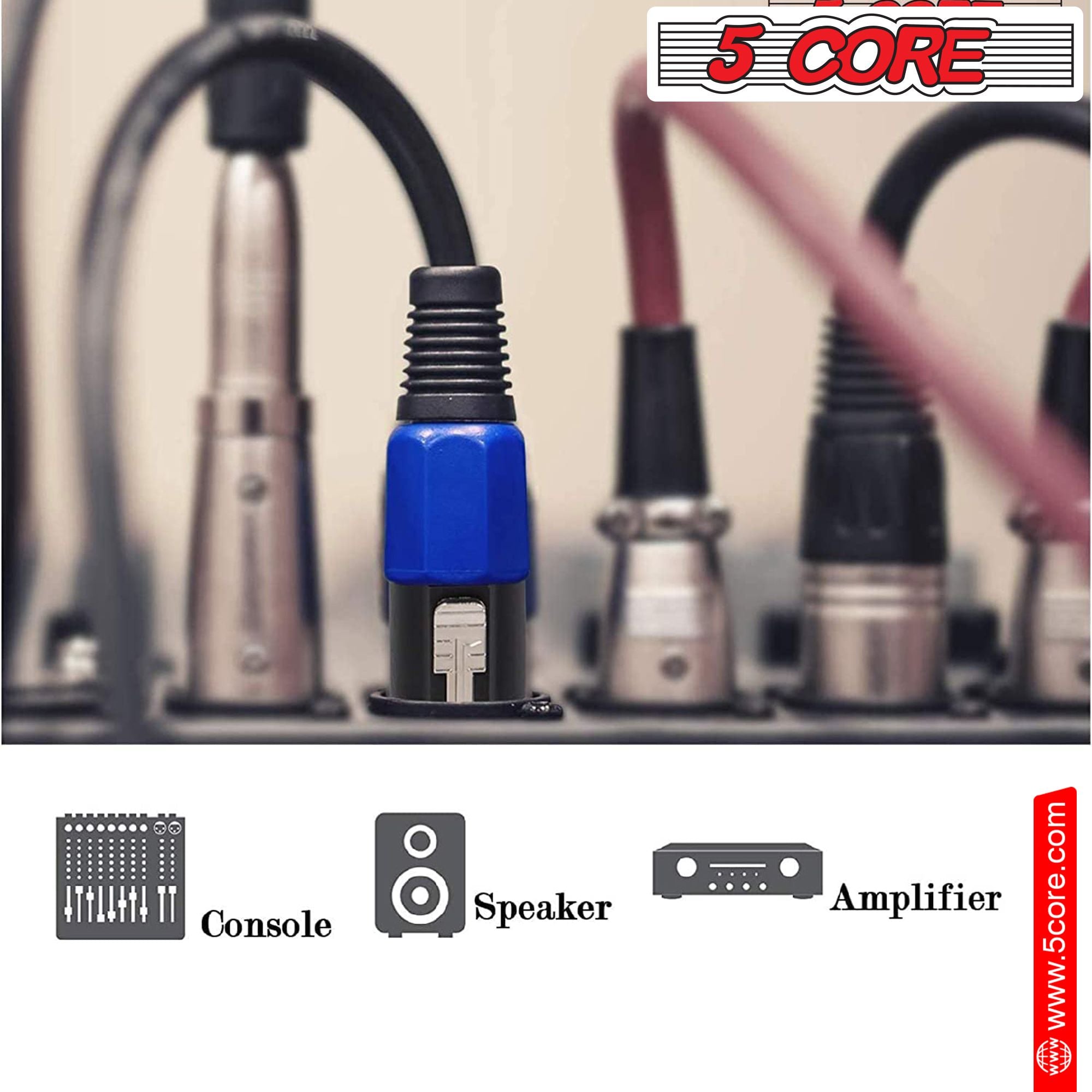 5 Core Speakon to 1/4 inch Adapter/Upgraded 1/4" Female to Male Connectors/ 4 Pole Locking Speakon Cable Mount Connector/Speak-On Connectors Speaker/Amplifier/Mixer