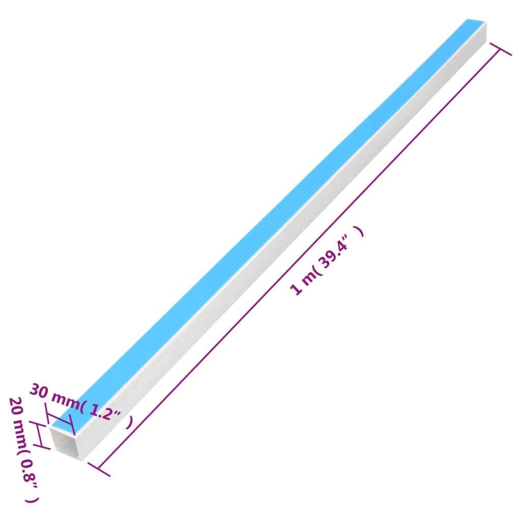 Trunking cáp tự dính 1.2 "x0.8" 98.4 'PVC