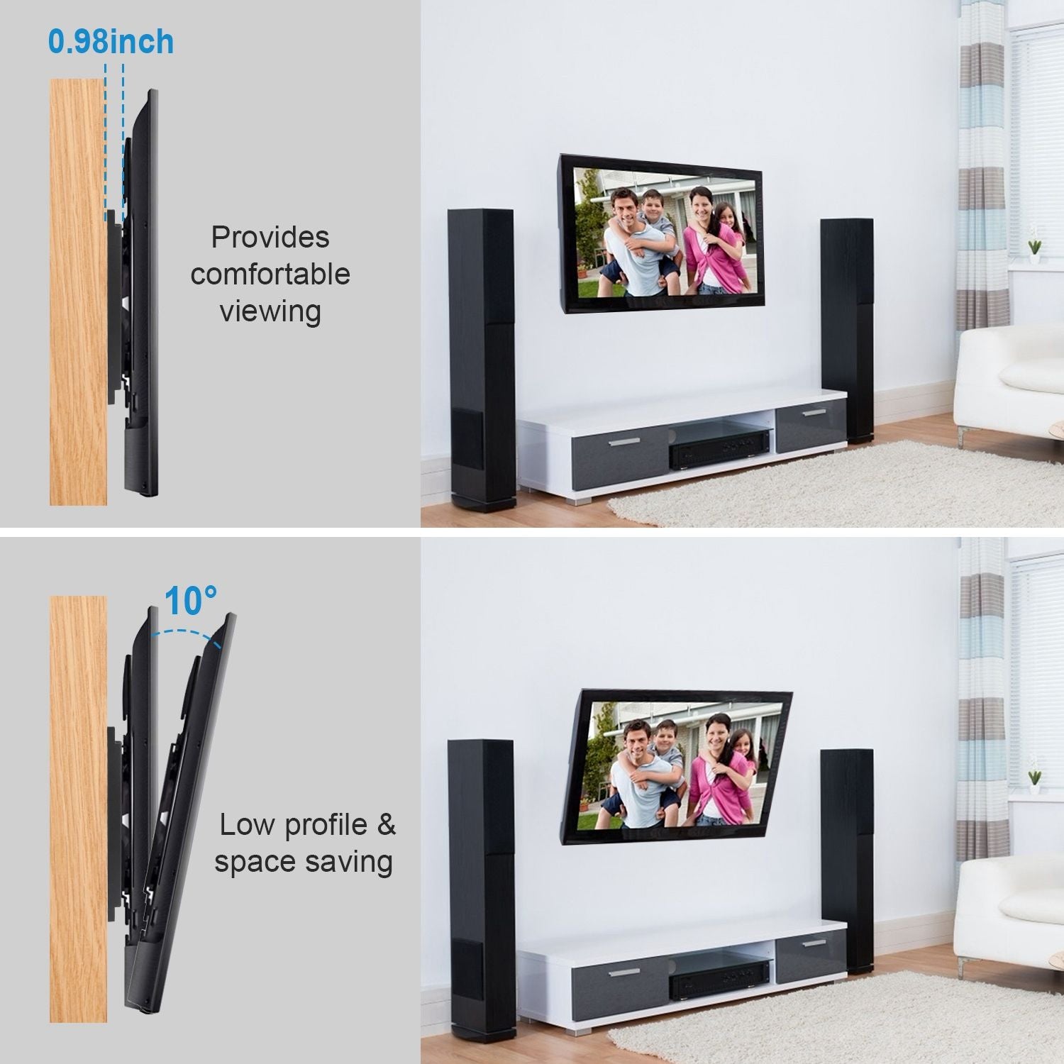 Tường gắn trên tường Tilt Dual Arm TV Núi Núi Tối đa Vesa 400x400mm cho TV 32-55in