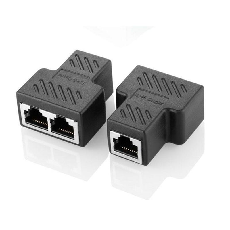 1PCS 2022 Ny RJ45 1 til 1/2 LAN Ethernet Network Cable Female Splitter Adapter Connector Splitter Extender Plug Network Tee Head