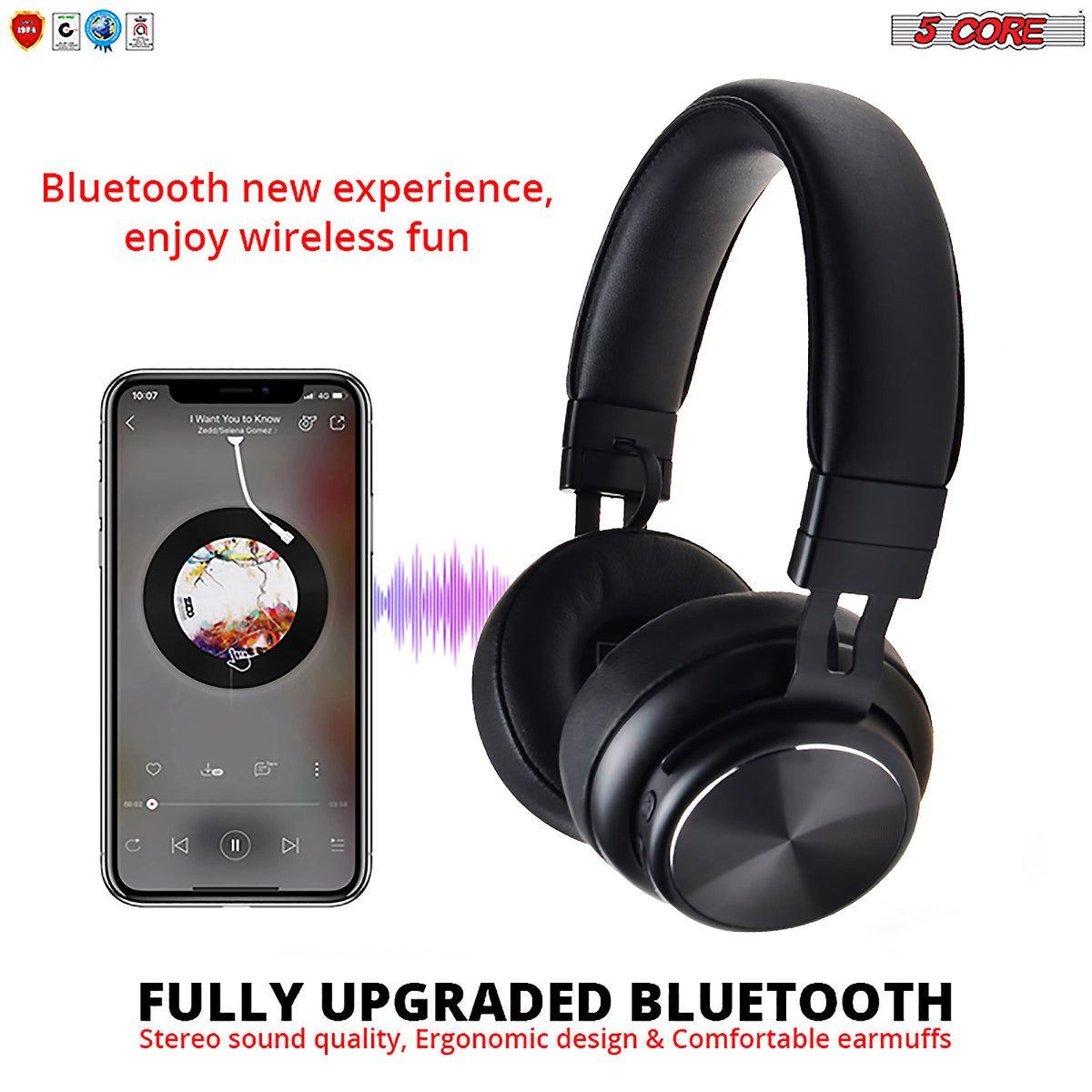 5 Core Wireless Headphones Bluetooth Over Ear Hi Fi Stereo na may Microphone at Dami ng Kontrol na Nakatiklop Perpektong Yoga Sports Office Gym - Headphone 13 B