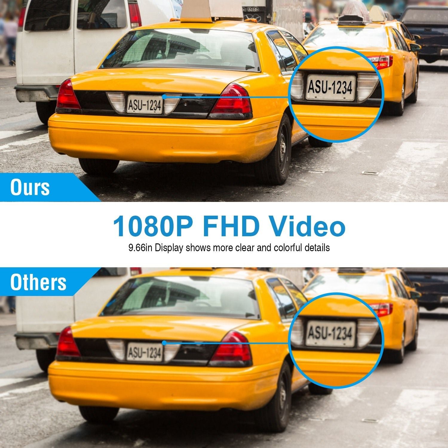 FHD 1080p Car Câmera DRAH DASH 9.66in Recorder de condução de veículos sem estacionamento do sensor Monitoramento de estacionamento gravação sem costura