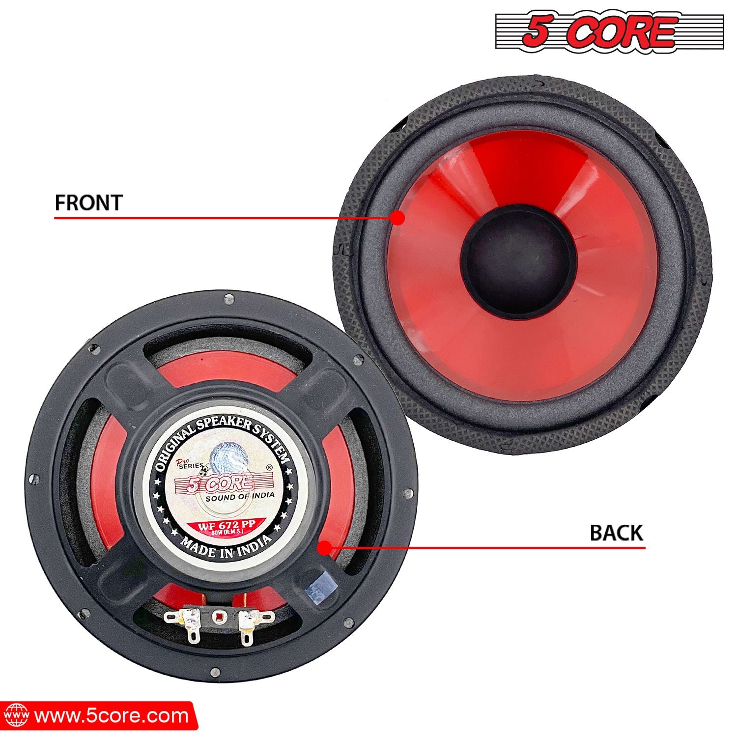 5 Core 6 Inch Subwoofer høyttalerstatning Woofer 4 Ohm 300W Peak Pro Audio Component Car Sub Woofer - WF 672 pp