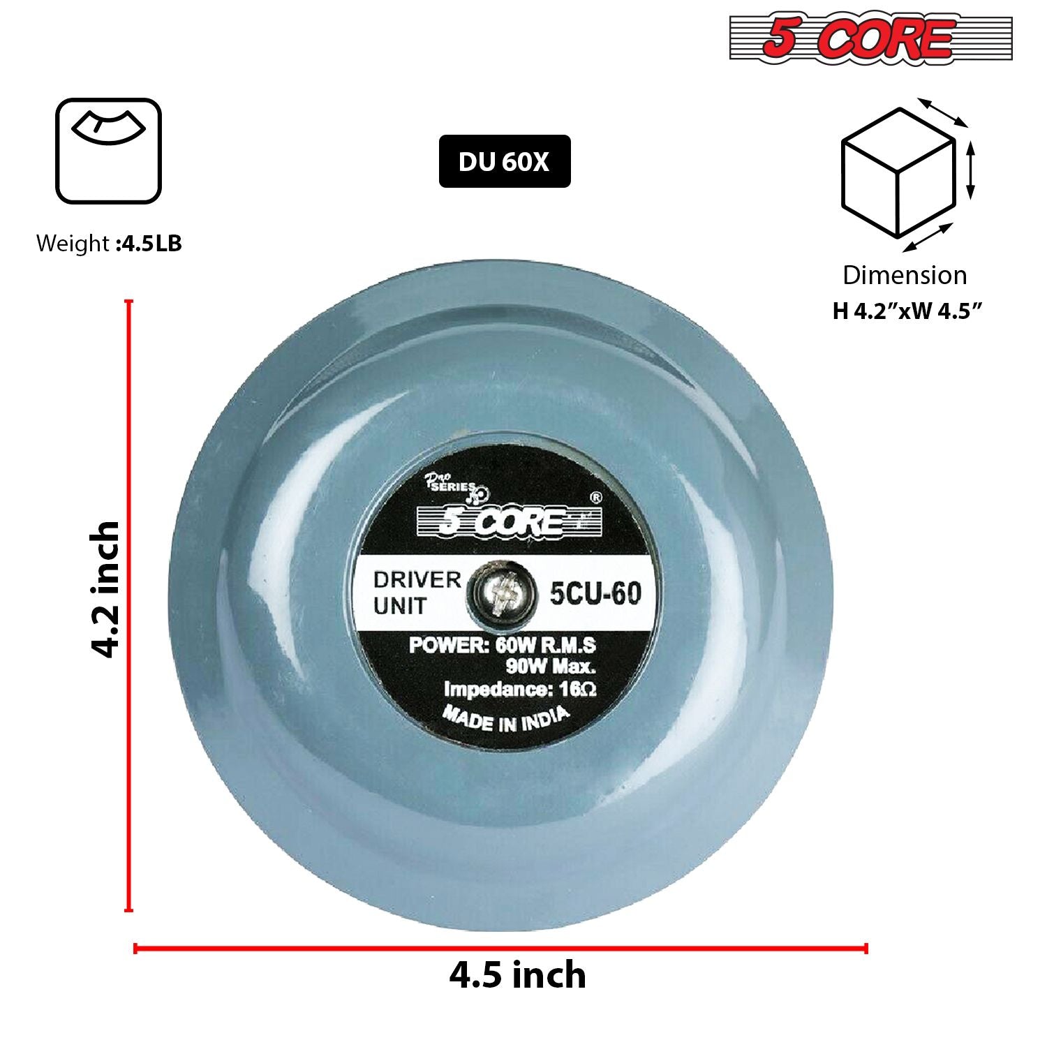 5 prìomh dhràibhear compression com-thrèanadh diaphinum alùmanum diaphragm aluminum 16 ohm nighean adharcach twist: DU 60W