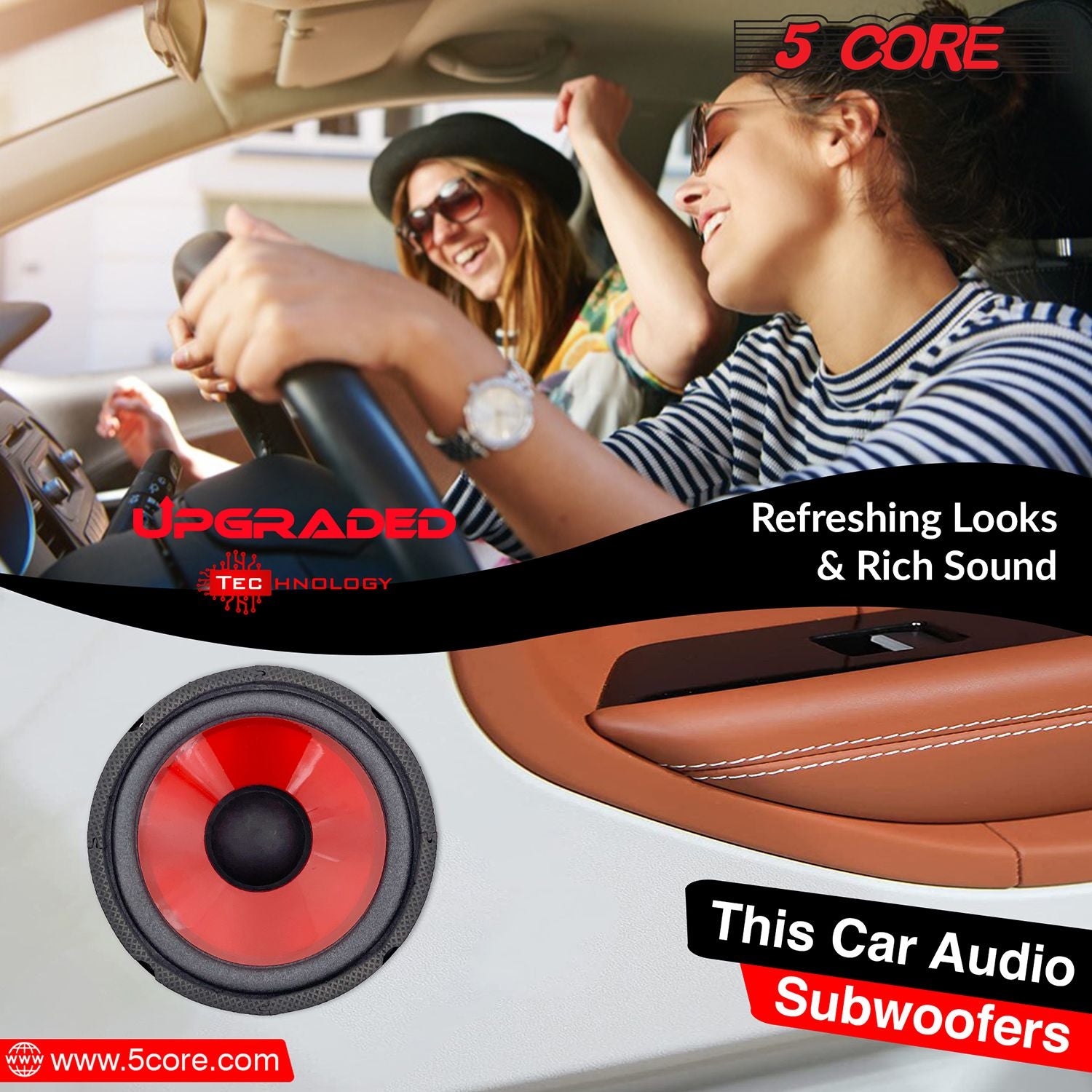 5 CORE 6 -Zoll -Subwoofer -Lautsprecher Ersatztöner 4 Ohm 300W Peak Pro Audio Component Car Sub Woofer - WF 672 PP