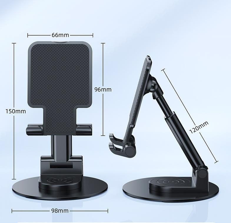 360 ° Solder de telefone celular rotativo para mesa, suporte de telefone totalmente dobrável, suporte de mesa ajustável em ângulo e altura, para escritório e cozinha, se encaixa em todos os smartphones, iPhone, switch, tablet