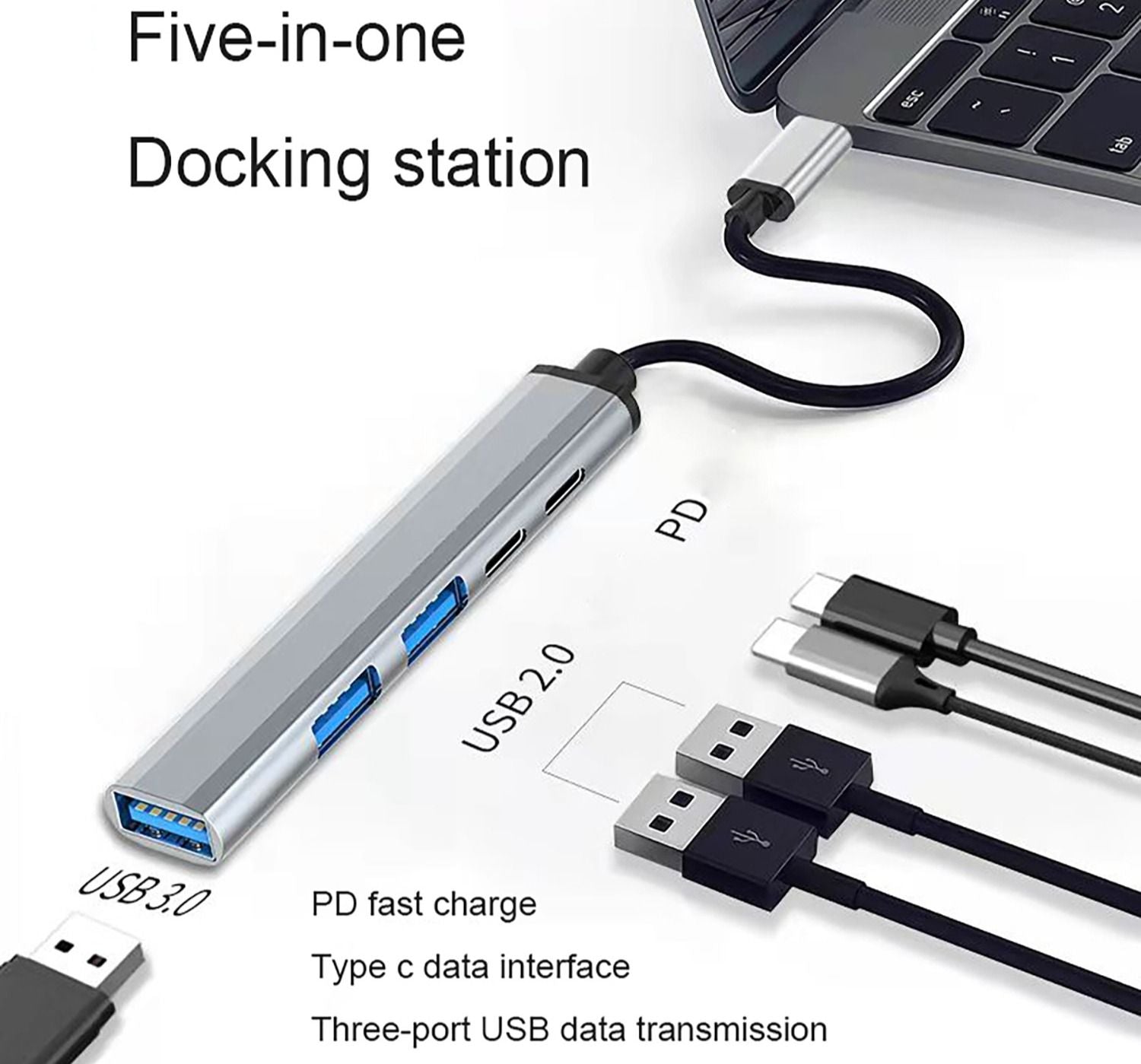 Mini 5N1 Type-C đến USB Hub