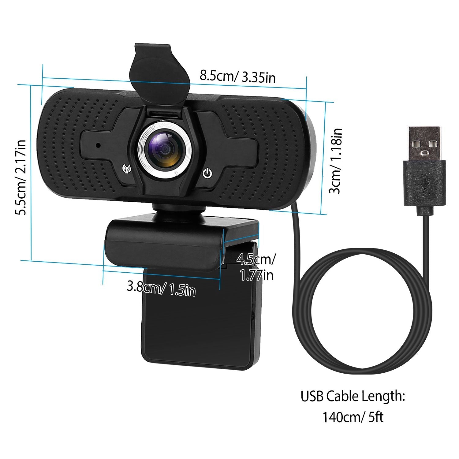 FHD 1080P USB Webcam W/ Clúdach Príobháideachta Micreafóin Gearrthóg Rotatable Sruthú Breiseán Ceamara USB agus Súgradh