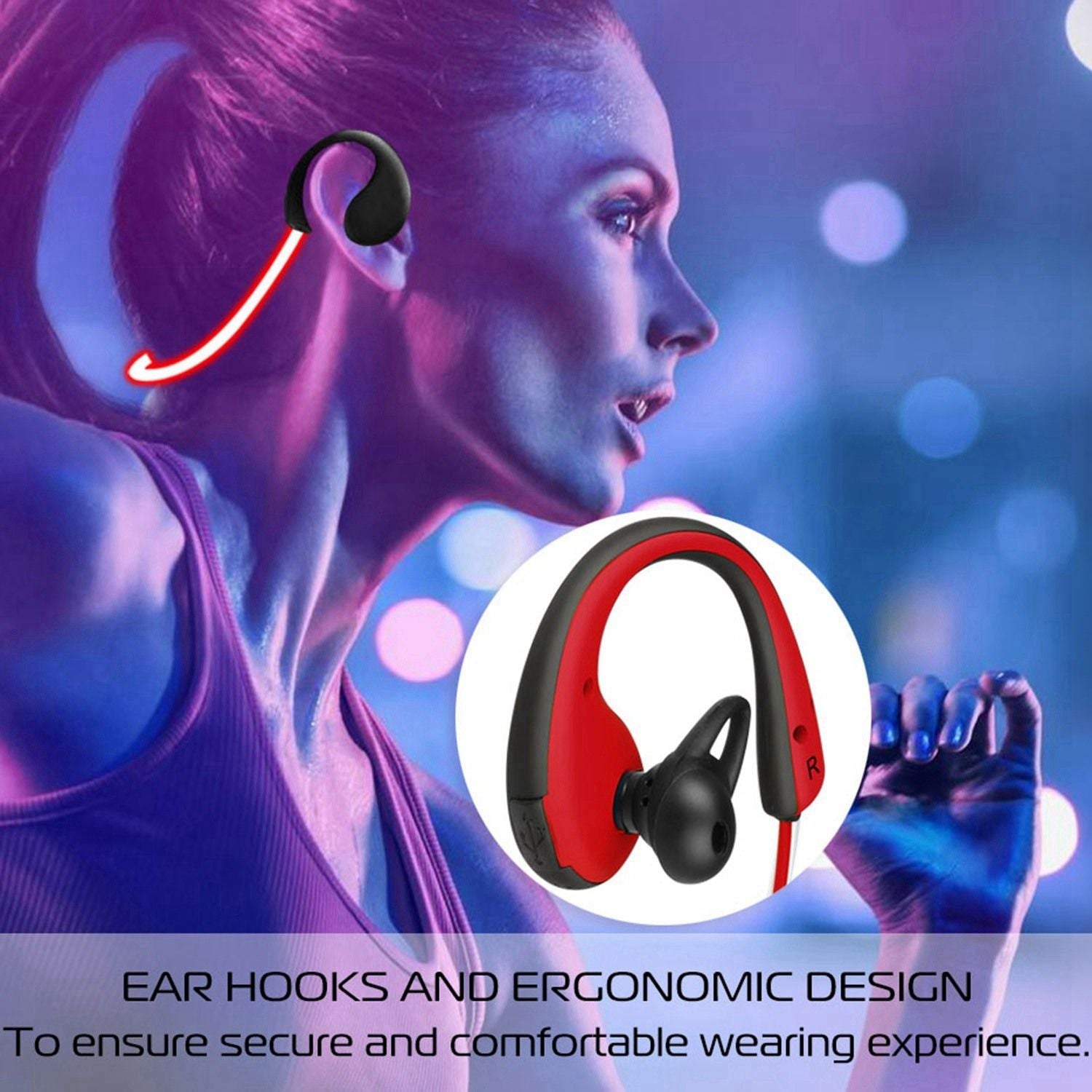 Auriculares deportivos inalámbricos auriculares Wireless V4.1 Auriculares de banda para el cuello HD Auriculares a prueba de sudor a prueba de sudor