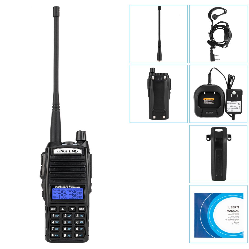 Baofeng UV-82 Walkie Talkie Dual Band tvåvägs Radio 136-174MHz VHF & 400-520MHz UHF