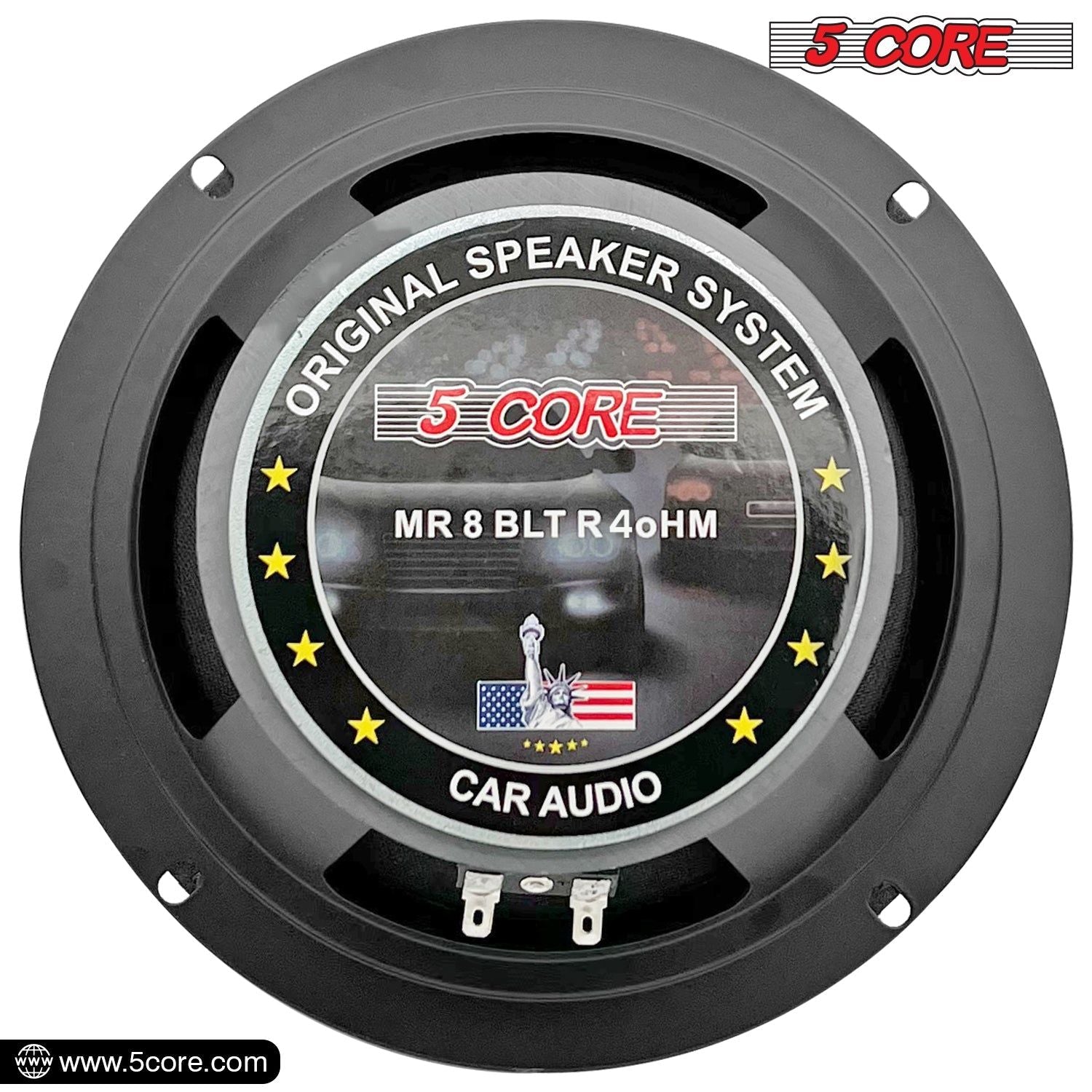 5 CORE 8 Inch Mid Range Bullet Pro Audio Car Speaker Red Aluminium Bullet Loudspeaker 500W Max 4 Ohms - Premium Quality Audio Door Speakers for Car or Truck Stereo Sound System MR 8 BLT 4oHM