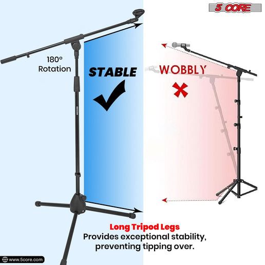 5 inti tripod mikrofon mikrofon dapat disesuaikan 18 hingga 72 inci mikrofon lengan lengan boom kokoh berdiri alas paragrofono untuk menyanyi MS 080