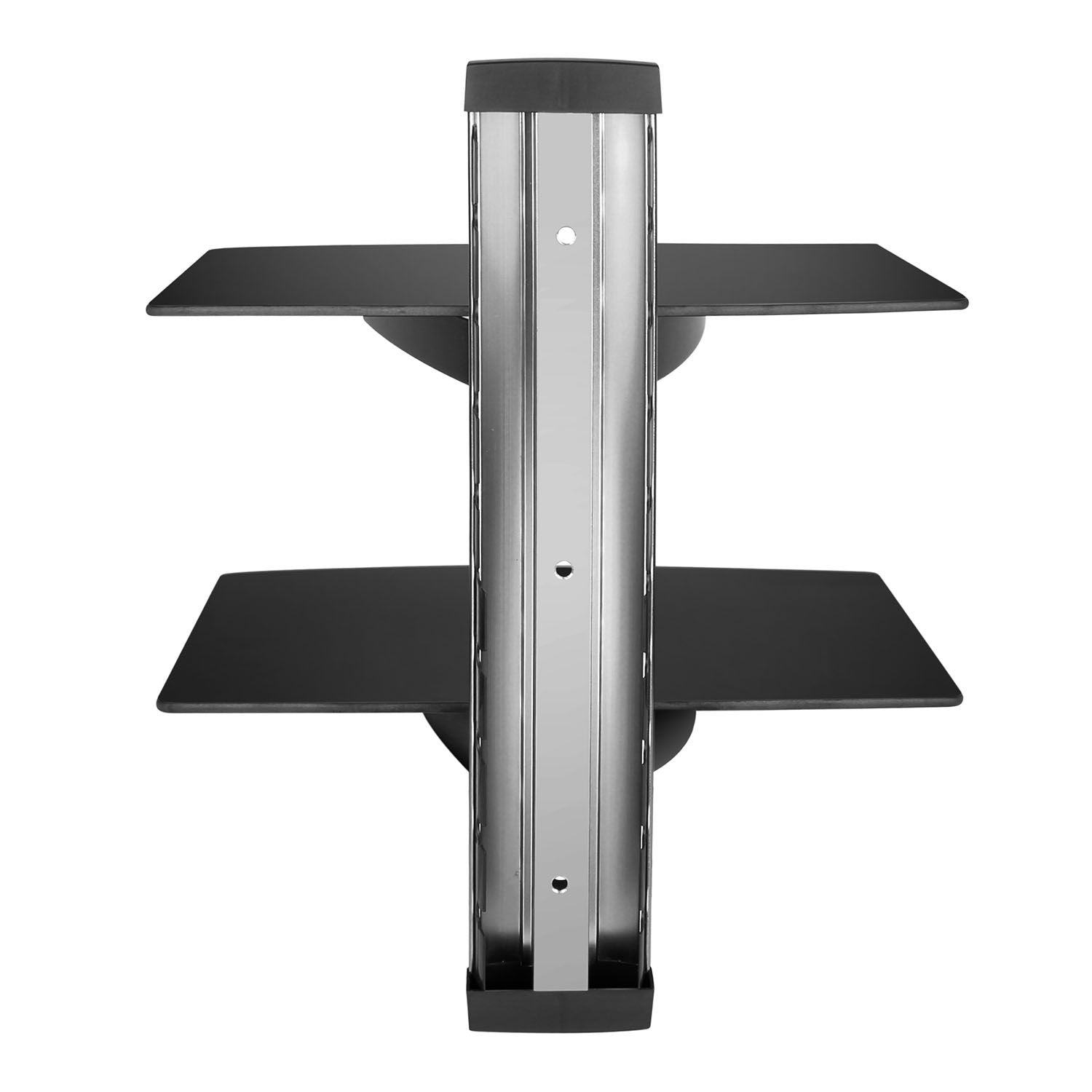 2 Tier Dual Glass Shelf Wall Mount para sa mga DVD Player/ Cable Boxes/ TV Accessories