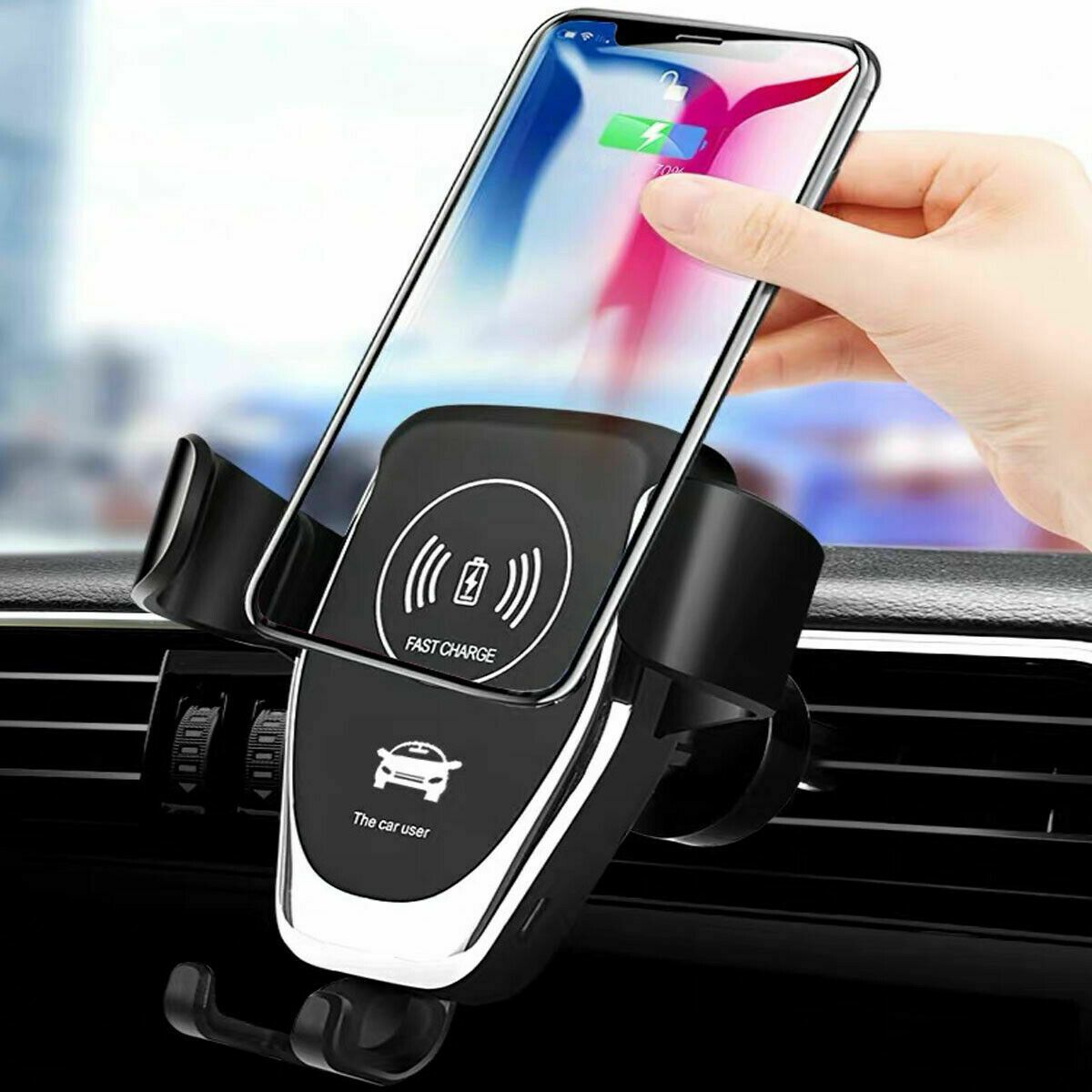 10W Wireless Fast Car Charger Mount Holder Stand Awtomatikong Clamping Charging