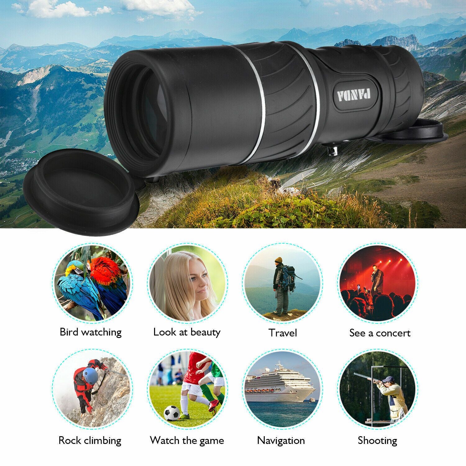 40x60 DIA VISÃO NOTIVA HD HD Optical Monocular Camping Camping Telescópio Vida à prova d'água, monocular anti-FOG Adequado para observar os animais da natureza