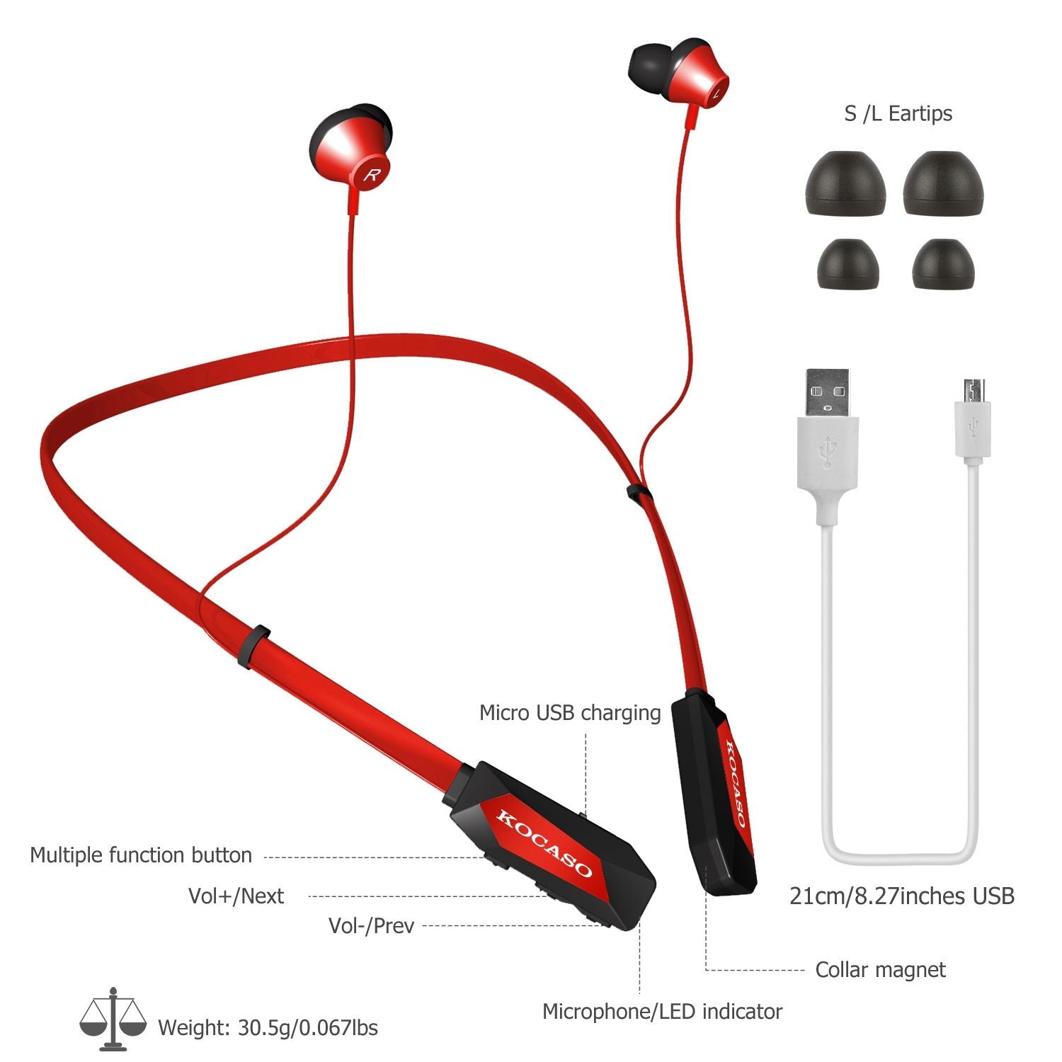 Wireless Neckband Headphone v4.2 Sweat-Proof Sport Headsets Earbuds In-Ear Magnetic Neckbands Stereo Earphone