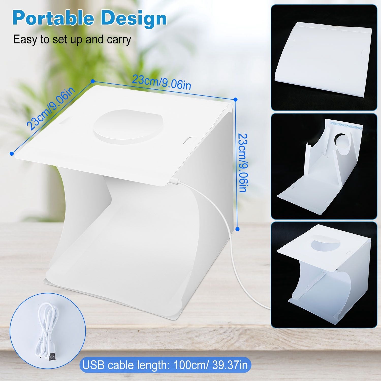 Mini Photo Studio Box Photography Kit Light Tent Kit de caja de luz LED plegable Kit