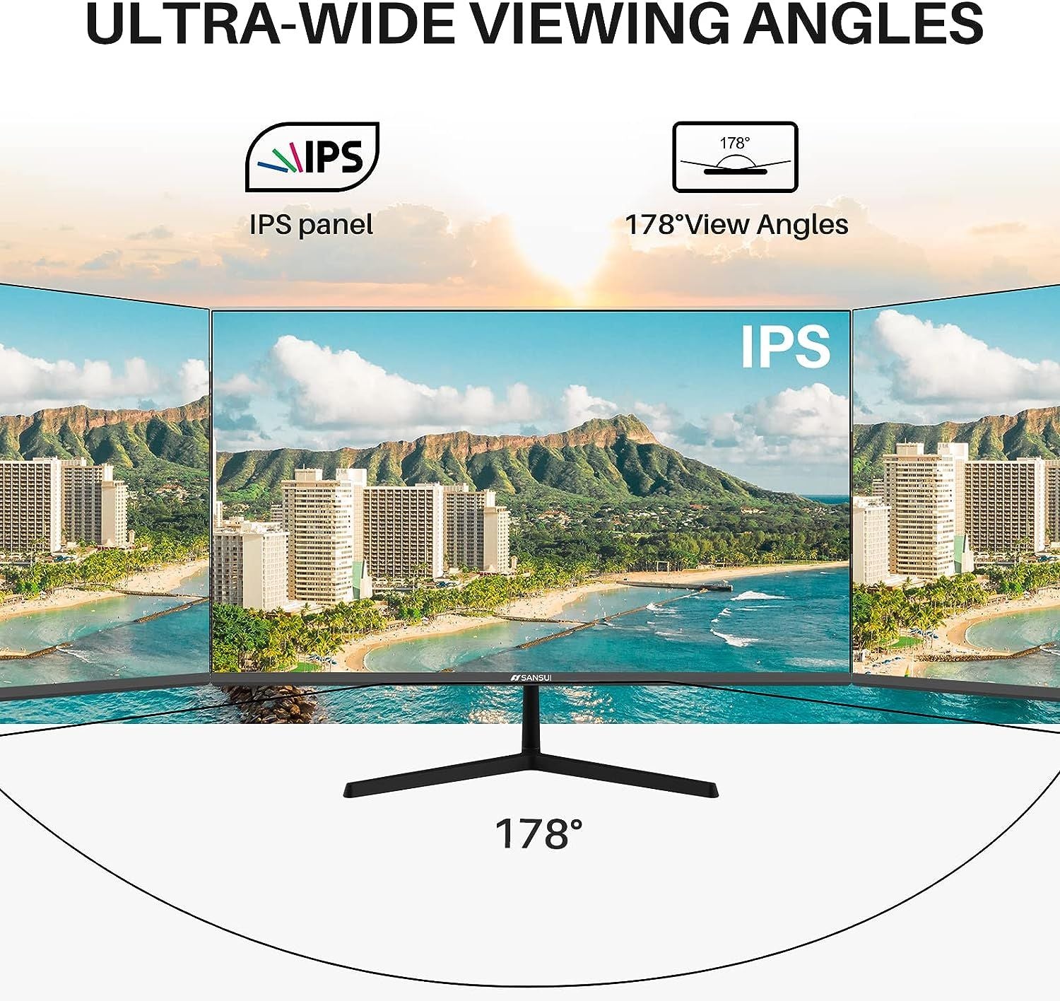 SANSUI MONITEURS ORDINATEUR 27 pouces 100Hz IPS USB TYPE-C FHD 1080P HDR10 Conférenciers intégrés HDMI DP GAME RTS / FPS TILT Réglable pour le travail et les jeux (ES-27X3 Câble Type-C et câble HDMI inclus)