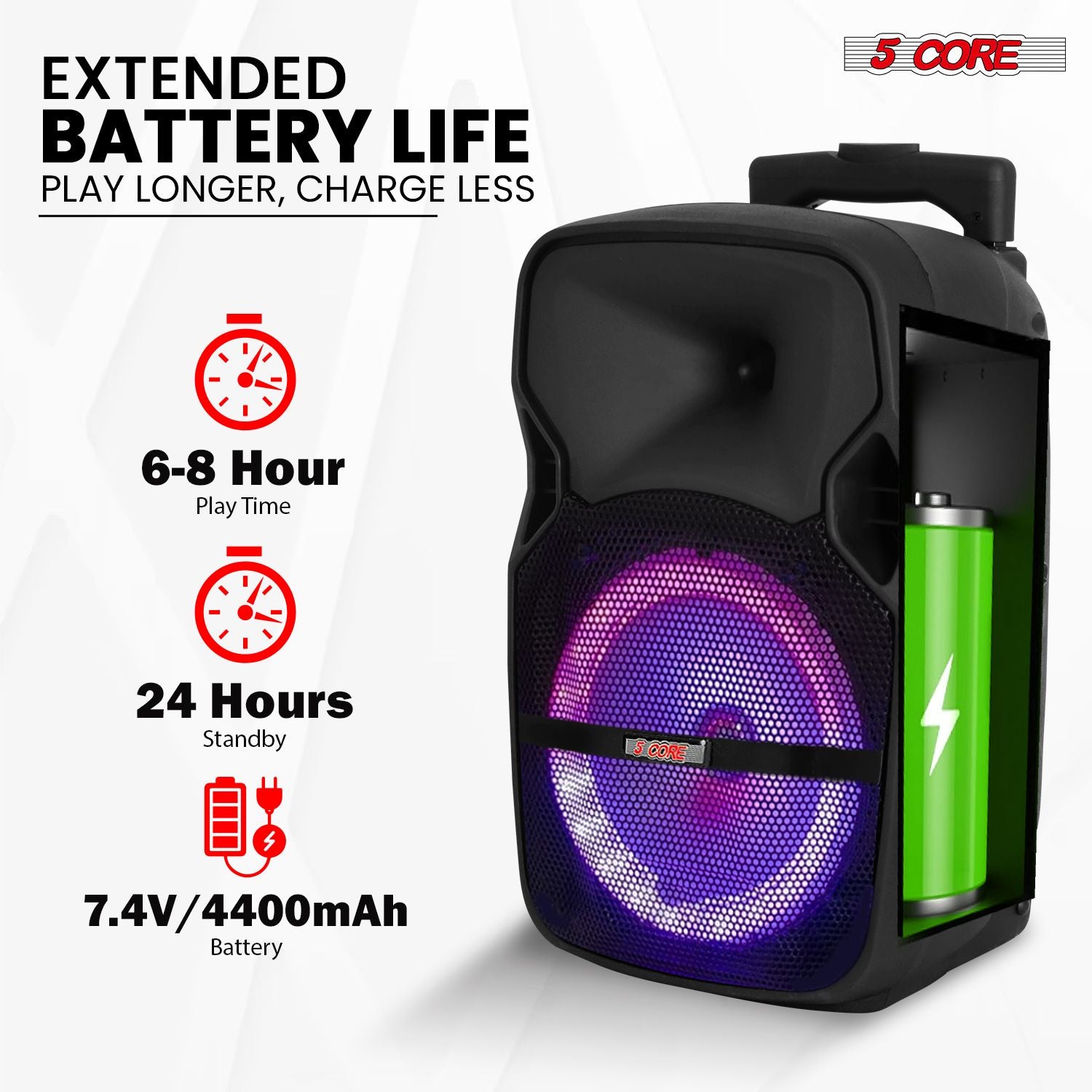 5 Core 10 inch PA Portable Bluetooth Party Speaker Karaoke Boombox + 2 Wireless Mics : ACTIVE HOME 10 2-MIC