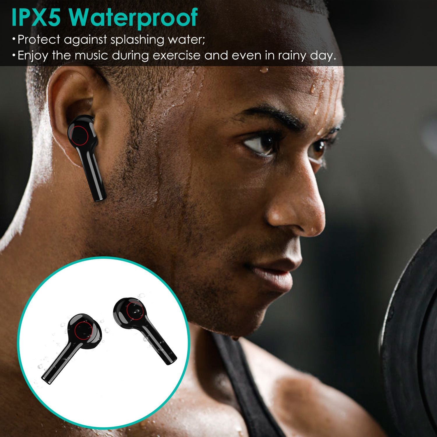 IPX5 Waterproof Wireless 5.0 TWS Earbuds Headset Nirkabel W/ MIC