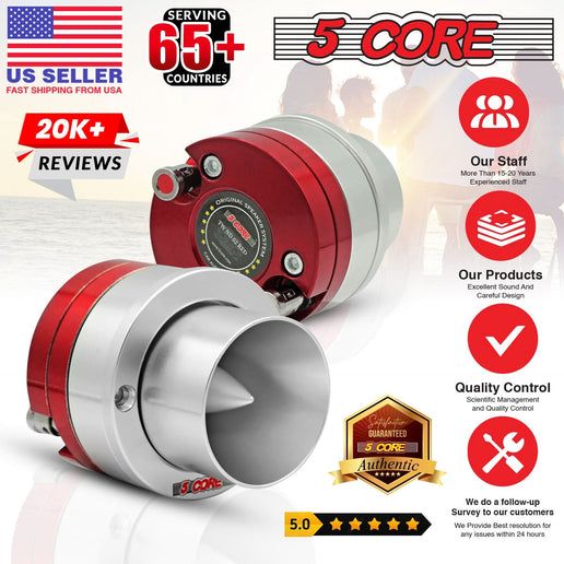 5 Core 3,5 Inch Tweeters 60W Max 30W RMS 25,4mm Voice Coil Super Tweeter Car Audio - TW ND 02 Rød