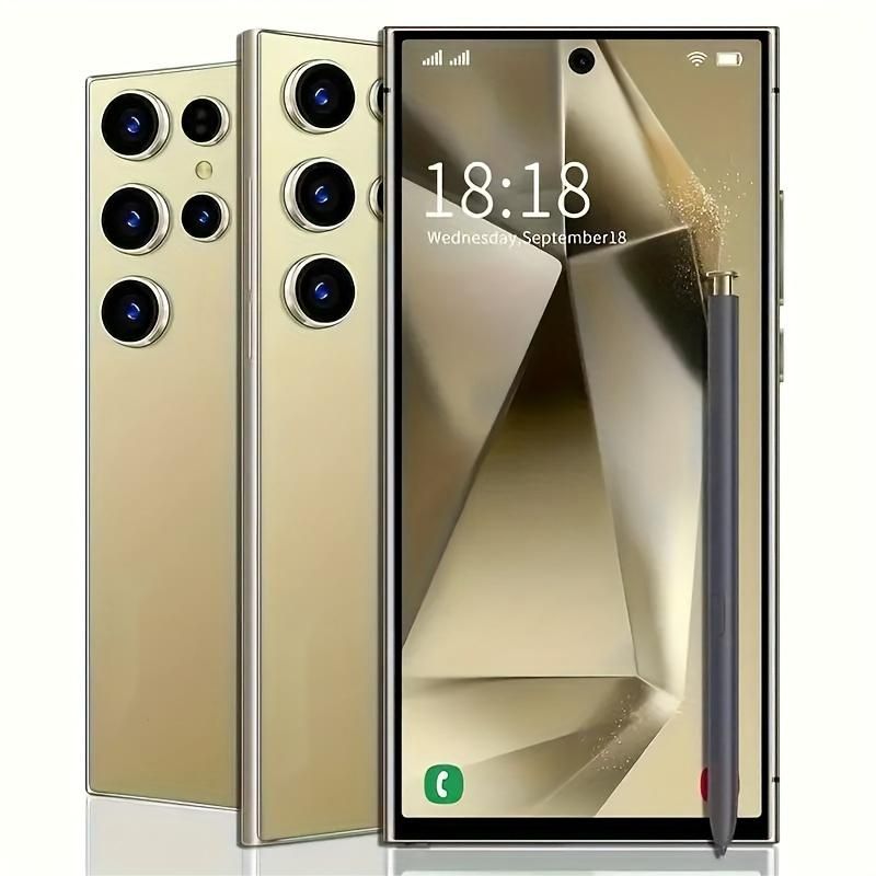 8 GB+256 GB I24 Smartphone Ultra Android 13 - Display HD de 6,8 ", bateria de 6000mAh, embutida - na caneta de caneta, telefone celular desbloqueado para uso global (ouro)