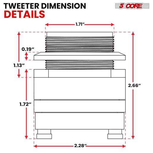 5 Core 3,5 Inch Tweeters 60W Max 30W RMS 25,4mm Voice Coil Super Tweeter Car Audio - TW ND 02 Rød