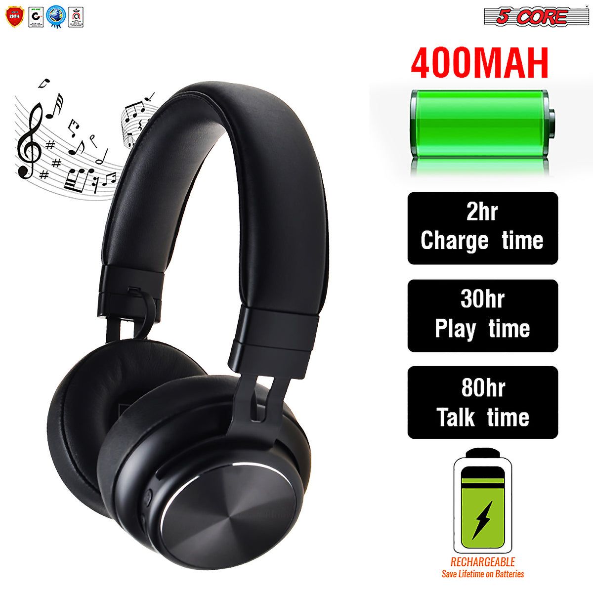 5 CORE Wireless Headphones Bluetooth Over Ear Hi Fi Stereo with Microphone and Volume Control Foldable Perfect Yoga Sports Office Gym - Headphone 13 B