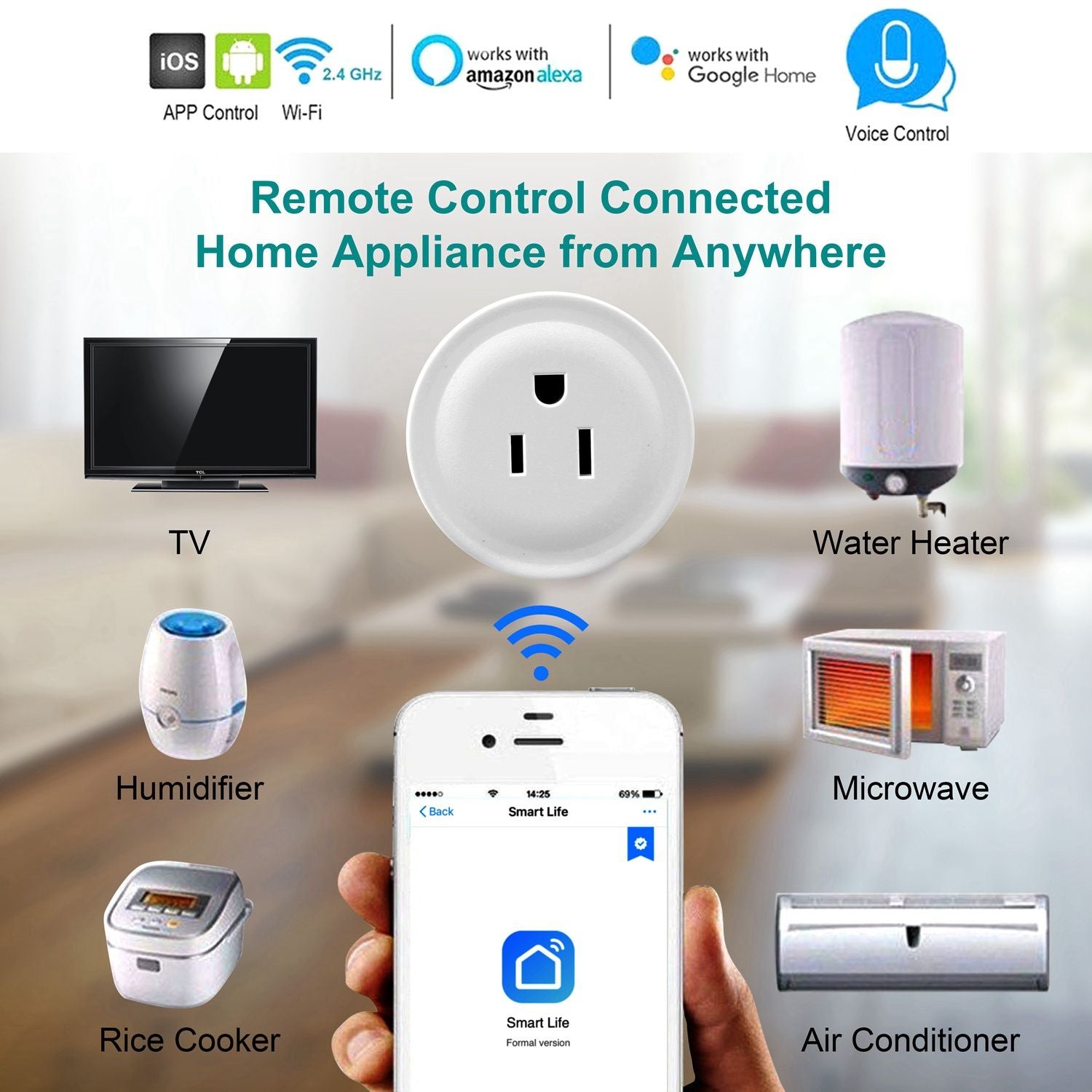 WiFi Cliste Plug Asraon App Soicéad Cliste Sreang Sreang Sreang App Cian -Rialú Guth -Rialú Alexa Google Us