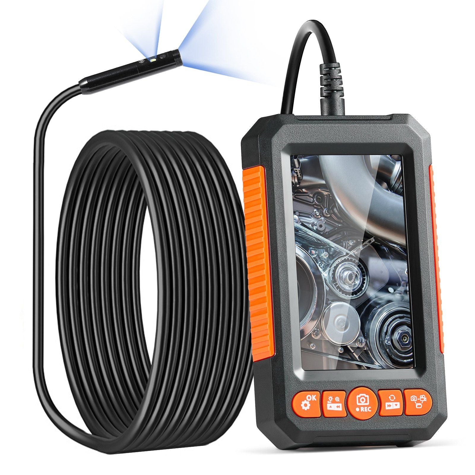 VeVor Endoscope -kamera med lampor Dual Lens Borescope 16.4ft Kabel 4.3 "Skärm